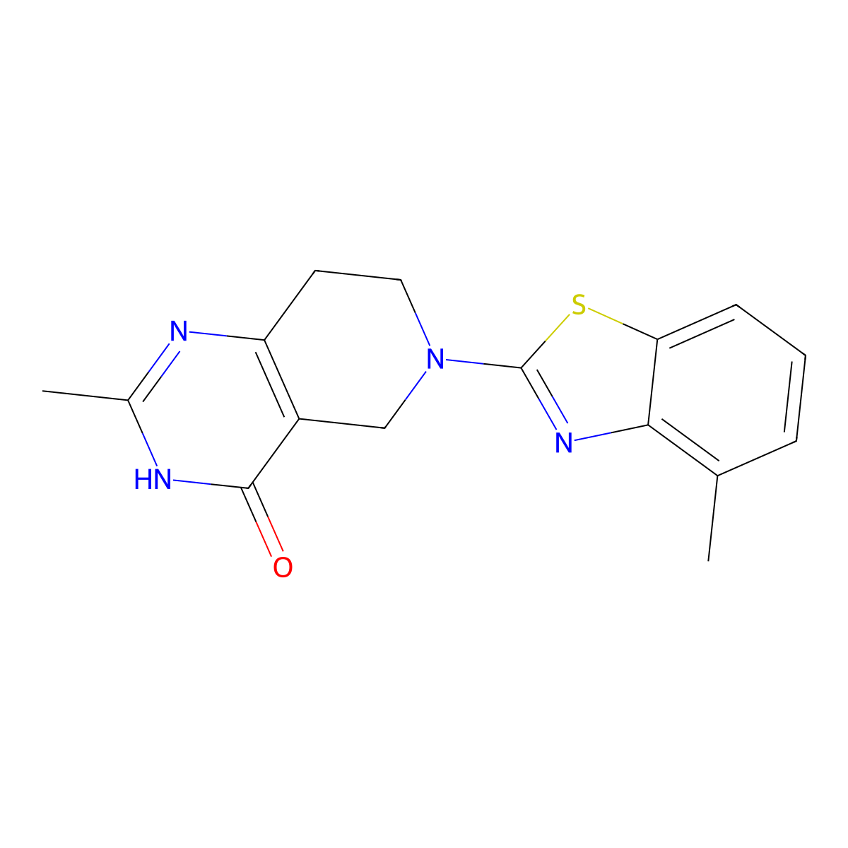 2-methyl-6-(4-methyl-1,3-benzothiazol-2-yl)-3H,4H,5H,6H,7H,8H-pyrido[4,3-d]pyrimidin-4-one molecular structure, CAS 3054545-98-8