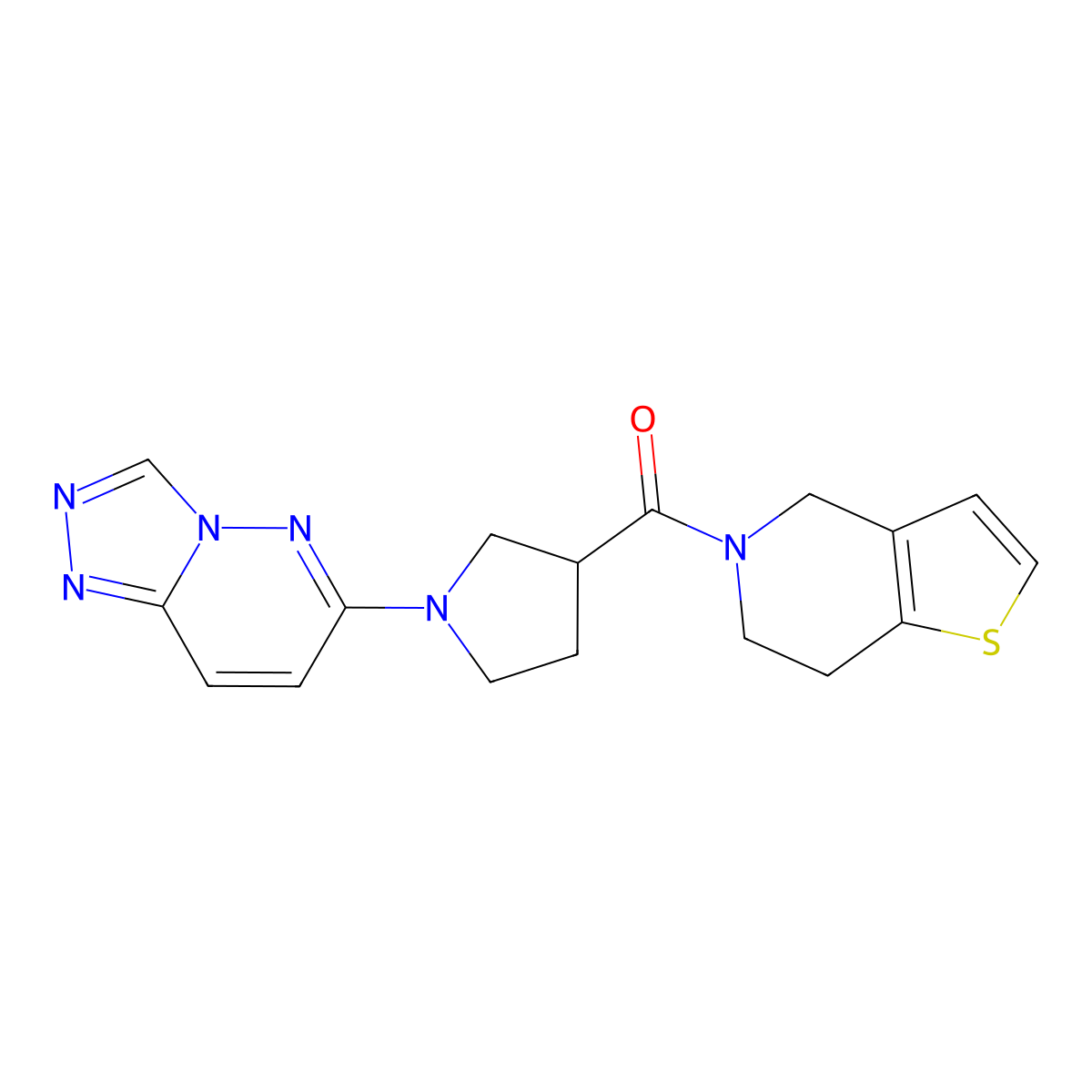 3-{4H,5H,6H,7H-thieno[3,2-c]pyridine-5-carbonyl}-1-{[1,2,4]triazolo[4,3-b]pyridazin-6-yl}pyrrolidine molecular structure, CAS 3054546-00-5