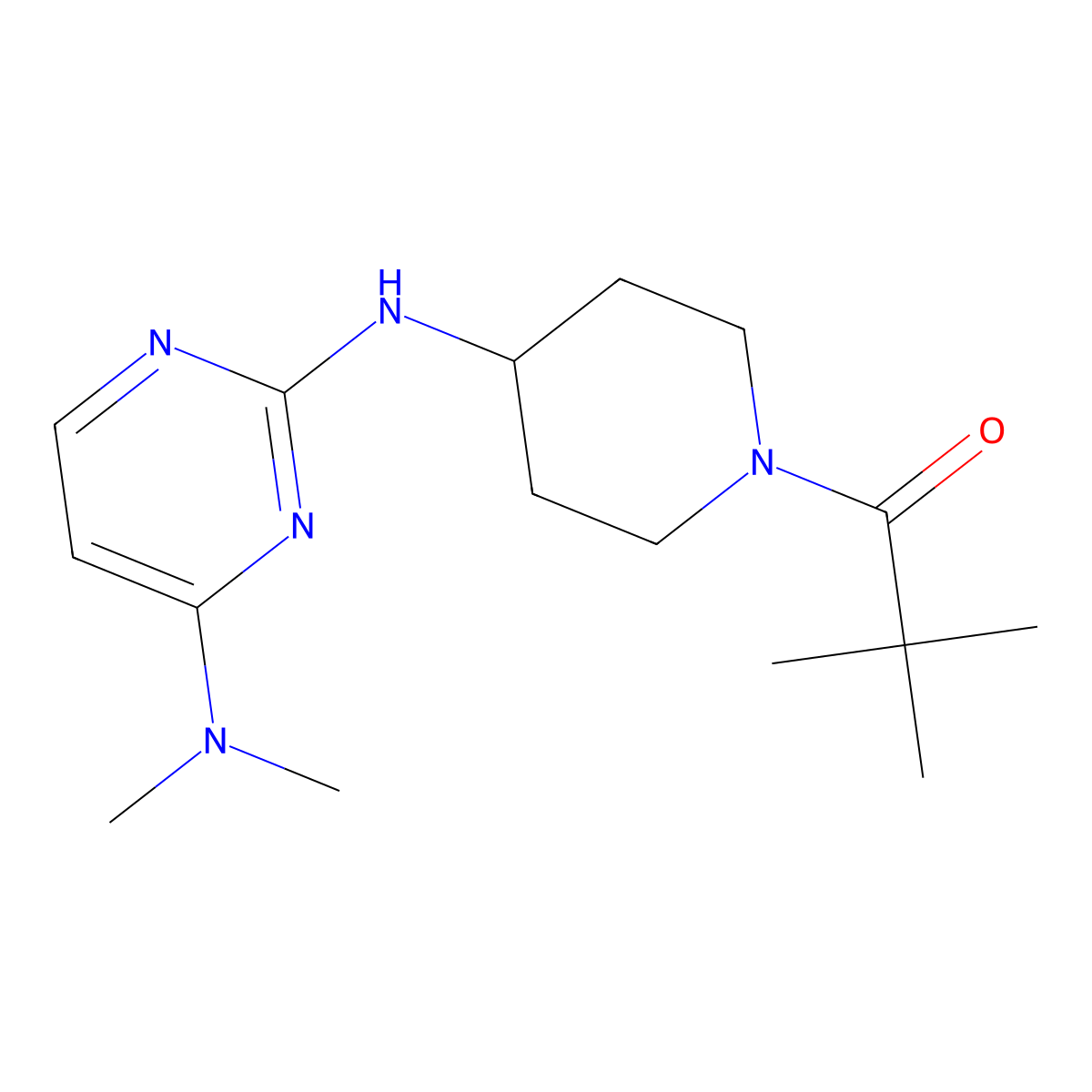 1-(4-{[4-(Dimethylamino)pyrimidin-2-yl]amino}piperidin-1-yl)-2,2-dimethylpropan-1-one molecular structure, CAS 3054546-02-7