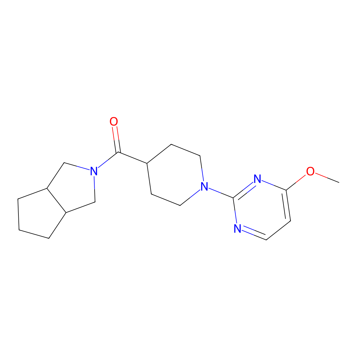 4-Methoxy-2-(4-{octahydrocyclopenta[c]pyrrole-2-carbonyl}piperidin-1-yl)pyrimidine molecular structure, CAS 3054546-03-8