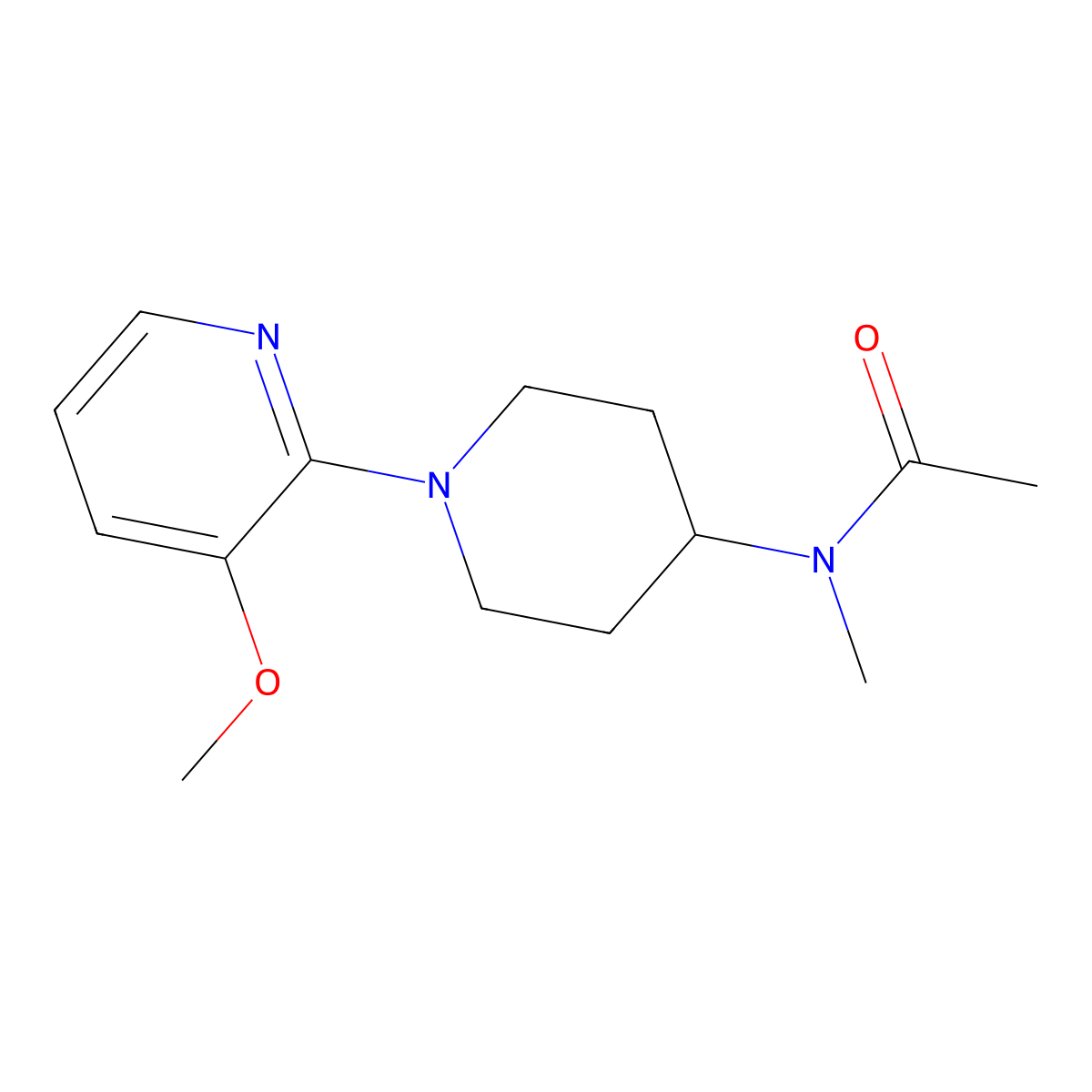 N-[1-(3-methoxypyridin-2-yl)piperidin-4-yl]-N-methylacetamide molecular structure, CAS 3054546-06-1