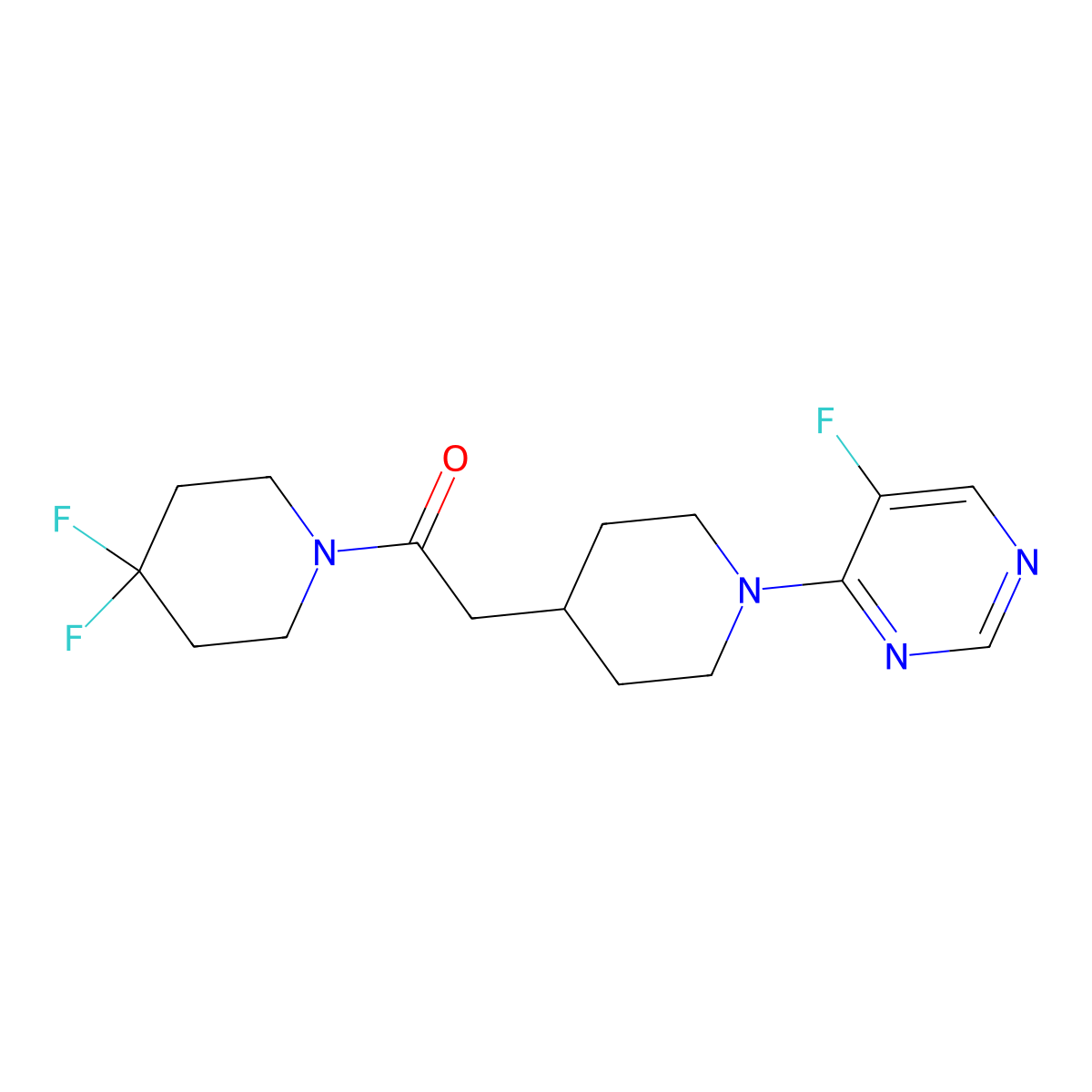1-(4,4-Difluoropiperidin-1-yl)-2-[1-(5-fluoropyrimidin-4-yl)piperidin-4-yl]ethan-1-one molecular structure, CAS 3054546-07-2