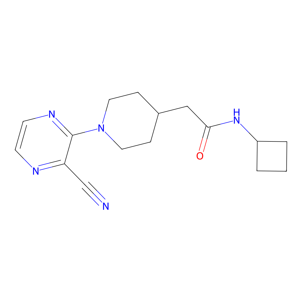 2-[1-(3-cyanopyrazin-2-yl)piperidin-4-yl]-N-cyclobutylacetamide molecular structure, CAS 3054546-11-8