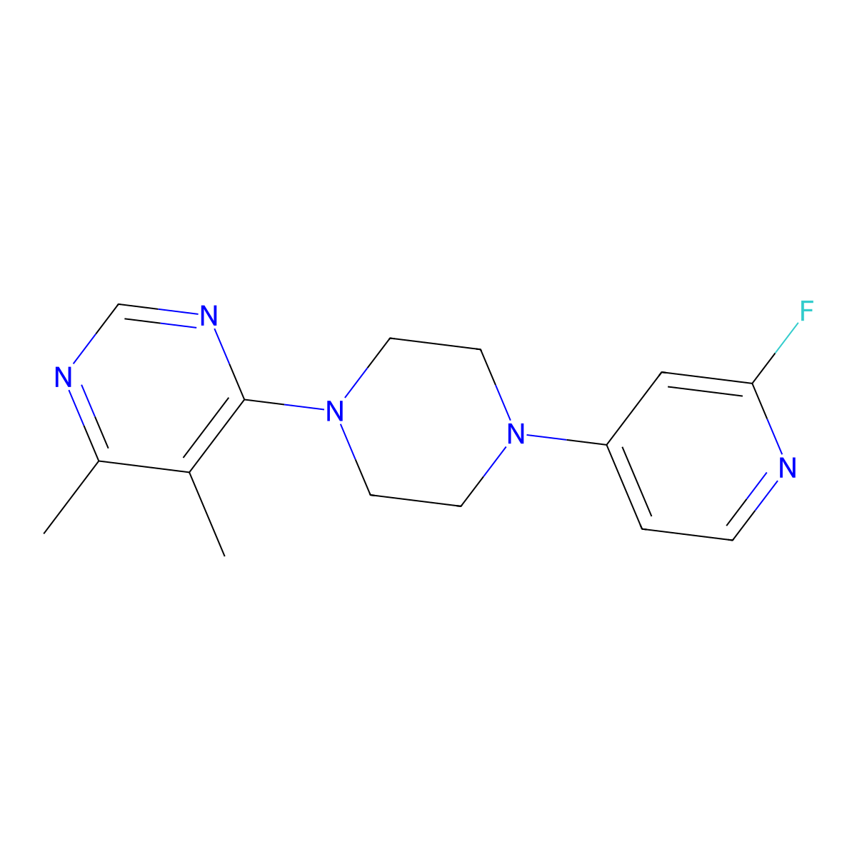 4-[4-(2-Fluoropyridin-4-yl)piperazin-1-yl]-5,6-dimethylpyrimidine molecular structure, CAS 3054546-21-0