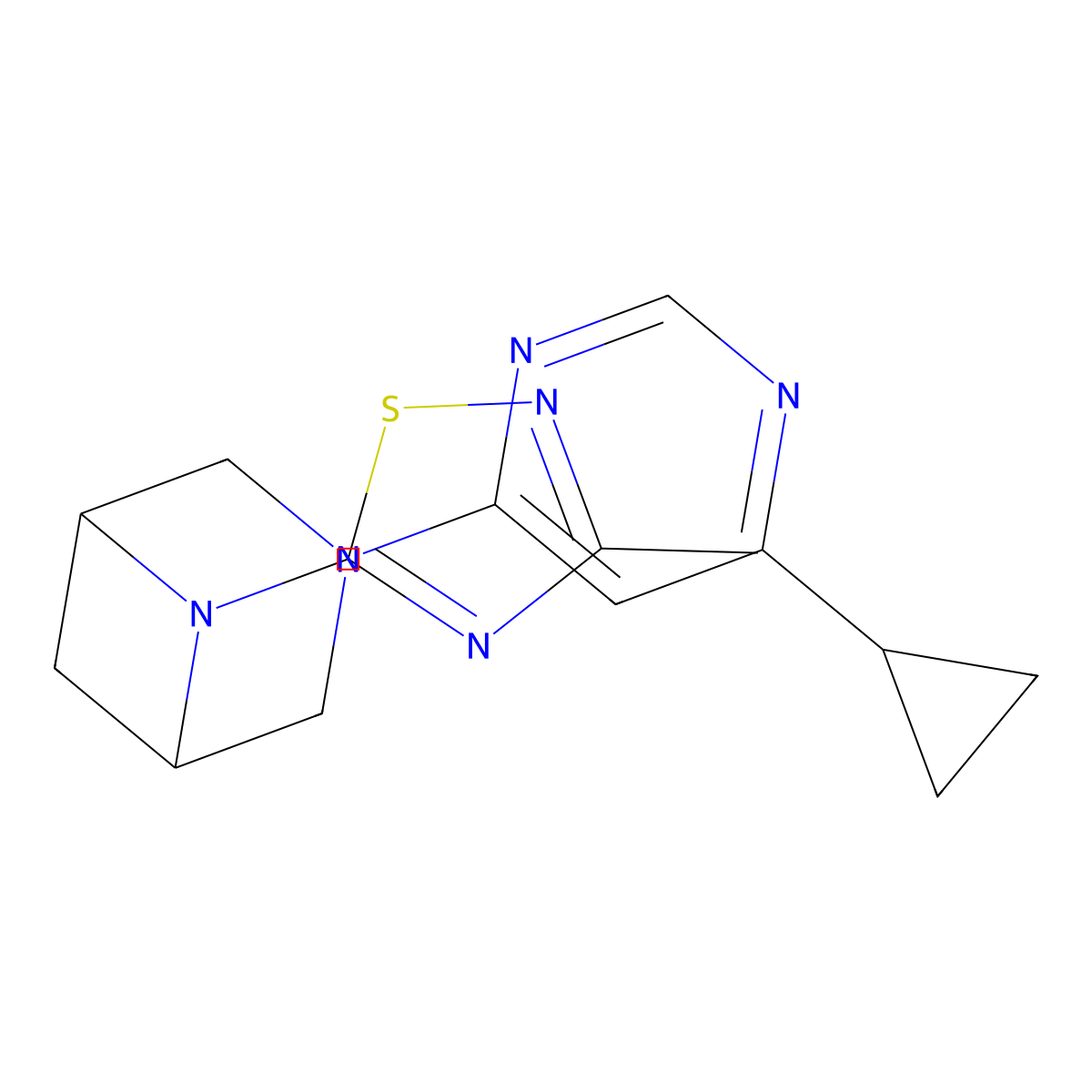 3-(6-Cyclopropylpyrimidin-4-yl)-6-(3-methyl-1,2,4-thiadiazol-5-yl)-3,6-diazabicyclo[3.1.1]heptane molecular structure, CAS 3054546-24-3