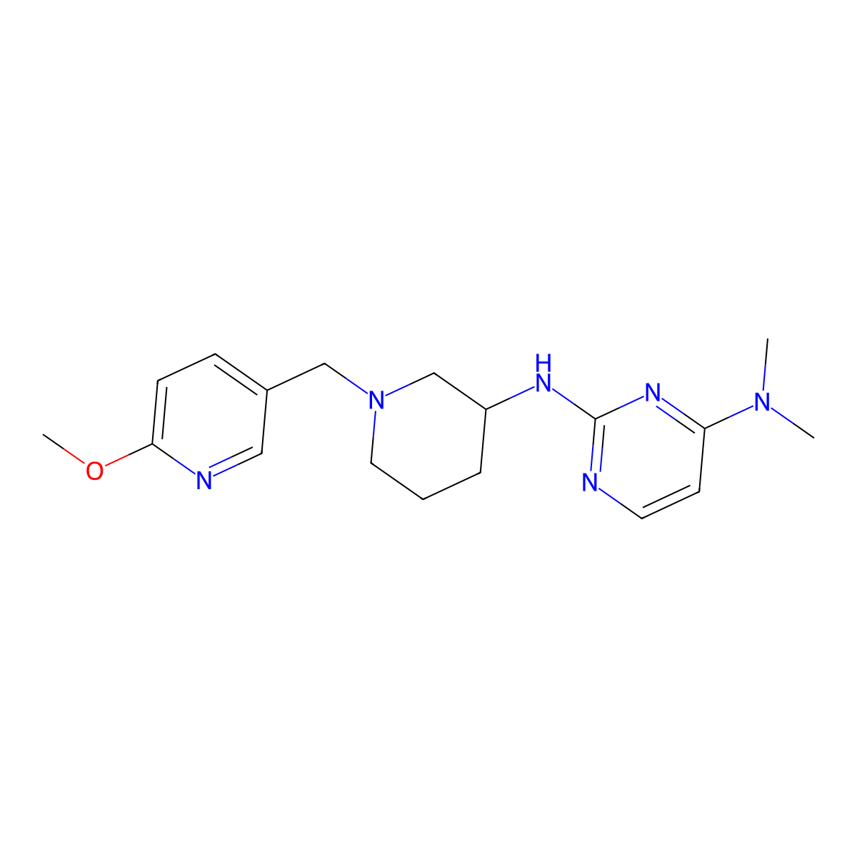 N2-{1-[(6-methoxypyridin-3-yl)methyl]piperidin-3-yl}-N4,N4-dimethylpyrimidine-2,4-diamine molecular structure, CAS 3054546-27-6