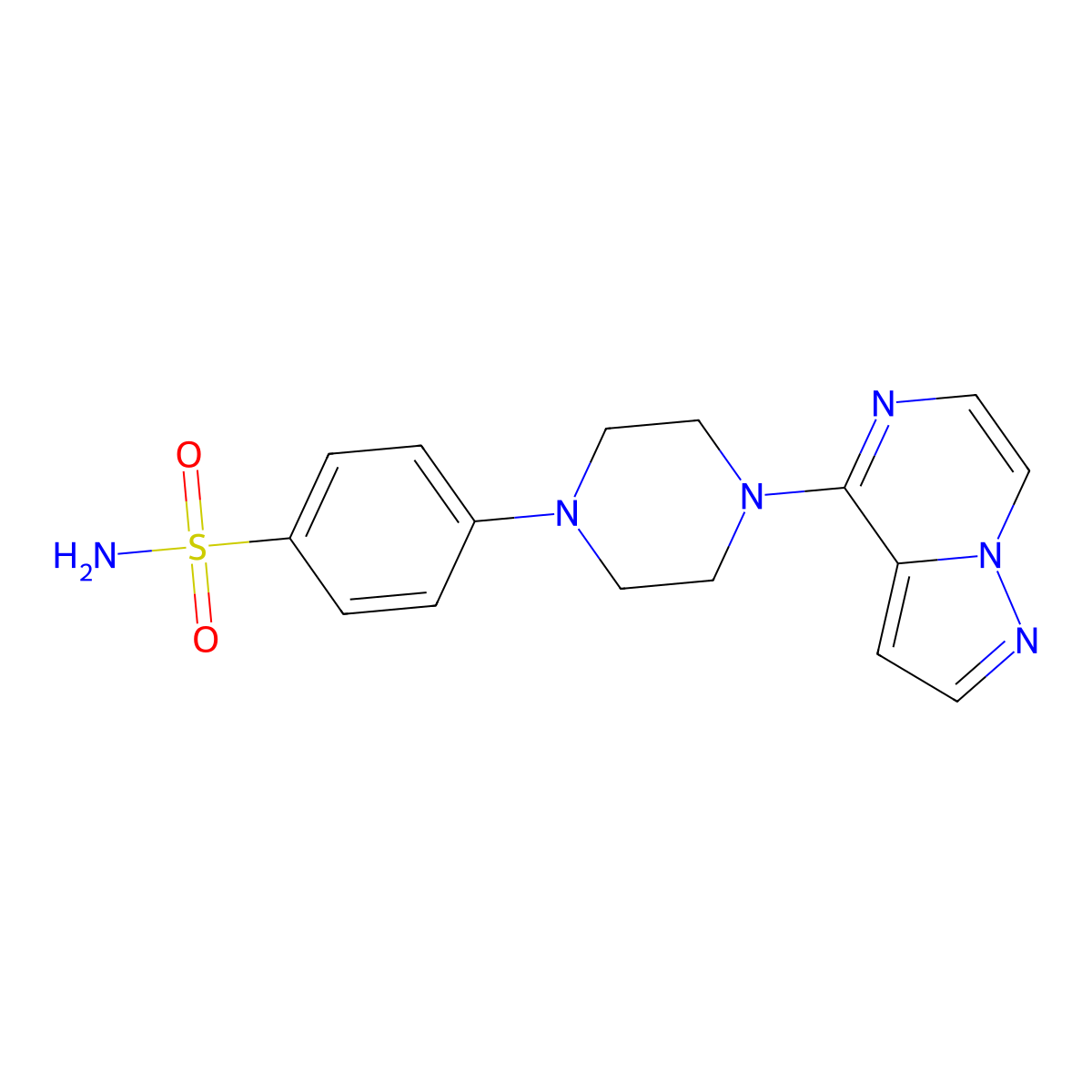 4-(4-{Pyrazolo[1,5-a]pyrazin-4-yl}piperazin-1-yl)benzene-1-sulfonamide molecular structure, CAS 3054546-28-7