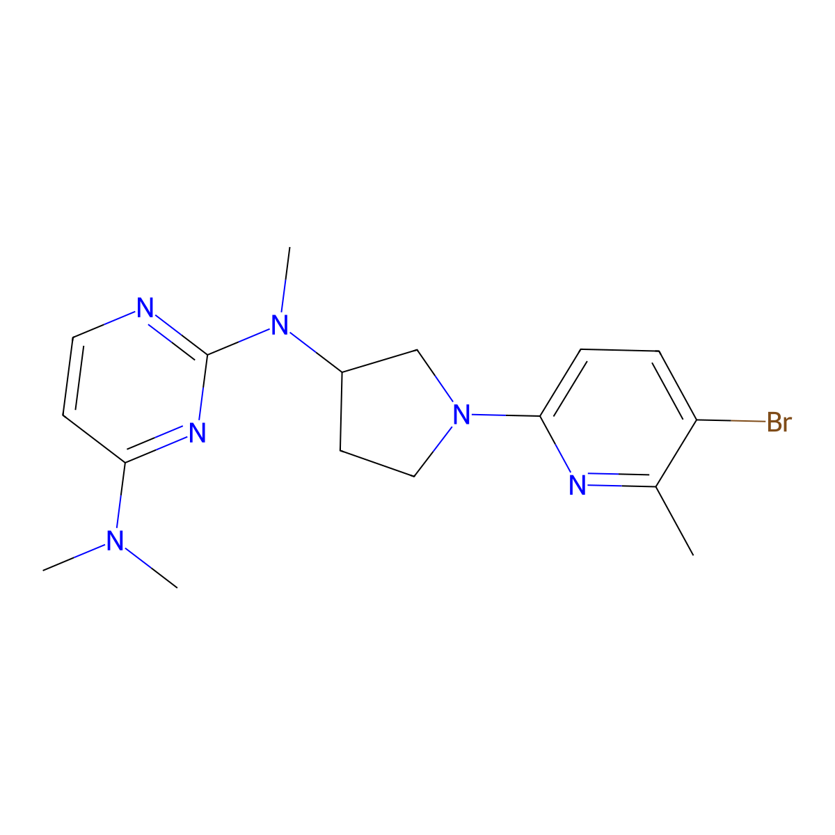 N2-[1-(5-bromo-6-methylpyridin-2-yl)pyrrolidin-3-yl]-N2,N4,N4-trimethylpyrimidine-2,4-diamine molecular structure, CAS 3054546-29-8