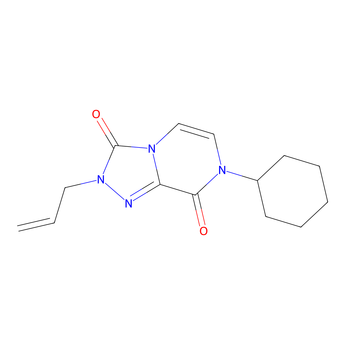 7-cyclohexyl-2-(prop-2-en-1-yl)-2H,3H,7H,8H-[1,2,4]triazolo[4,3-a]pyrazine-3,8-dione molecular structure, CAS 3054546-30-1