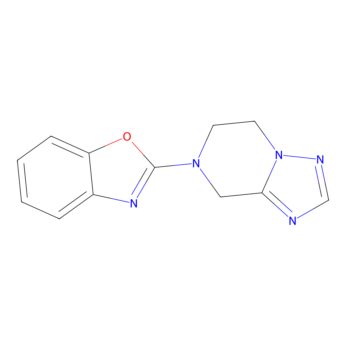 2-{5H,6H,7H,8H-[1,2,4]triazolo[1,5-a]pyrazin-7-yl}-1,3-benzoxazole molecular structure, CAS 3054546-31-2