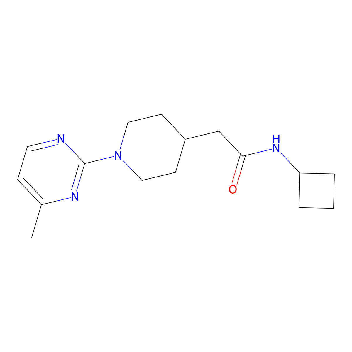 N-cyclobutyl-2-[1-(4-methylpyrimidin-2-yl)piperidin-4-yl]acetamide molecular structure, CAS 3054546-32-3