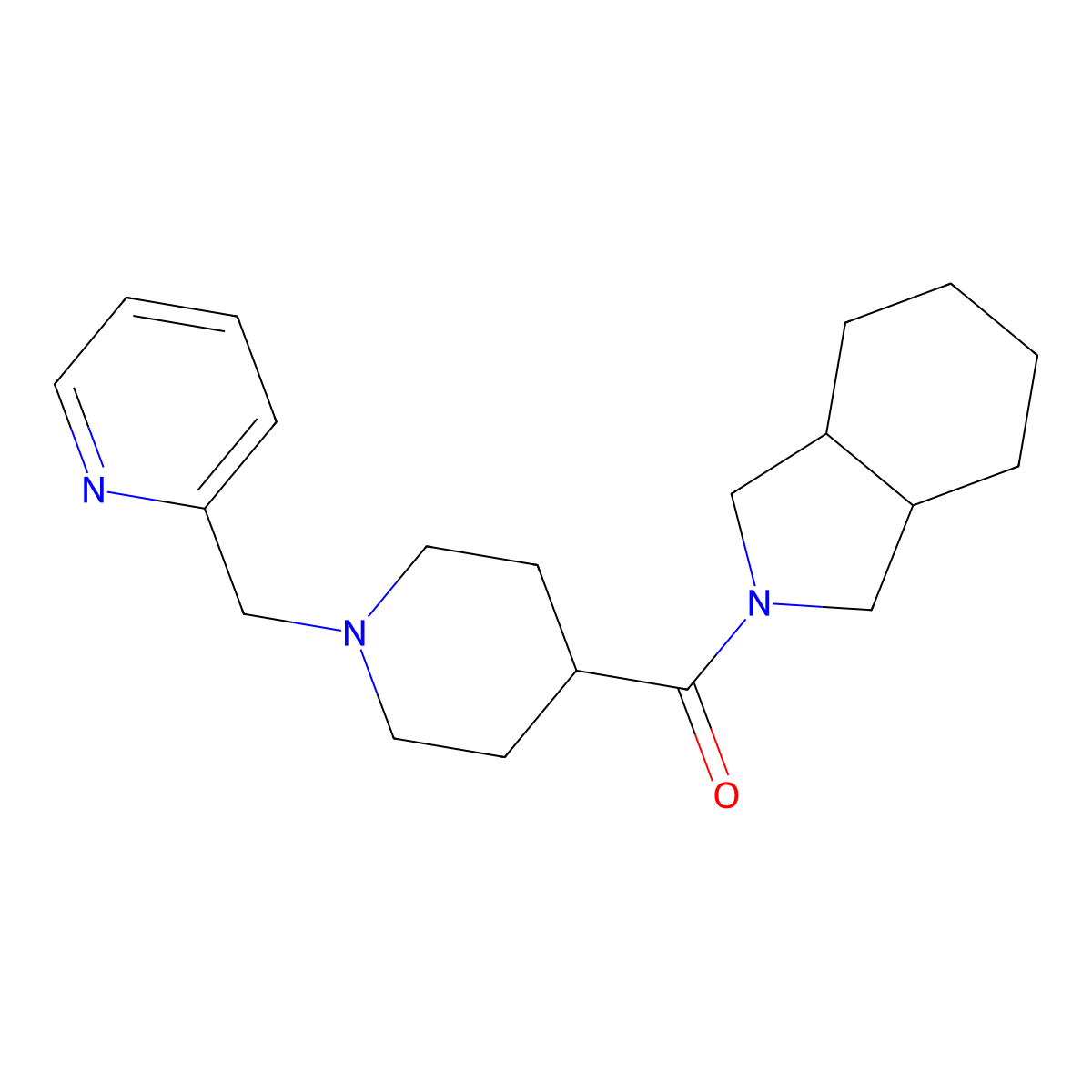 2-{1-[(pyridin-2-yl)methyl]piperidine-4-carbonyl}-octahydro-1H-isoindole molecular structure, CAS 3054546-36-7