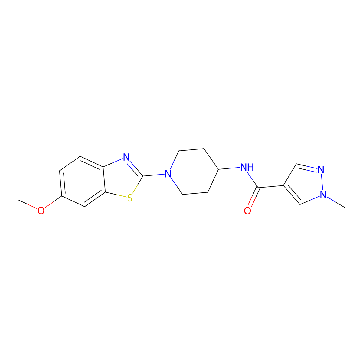 N-[1-(6-methoxy-1,3-benzothiazol-2-yl)piperidin-4-yl]-1-methyl-1H-pyrazole-4-carboxamide molecular structure, CAS 3054546-37-8