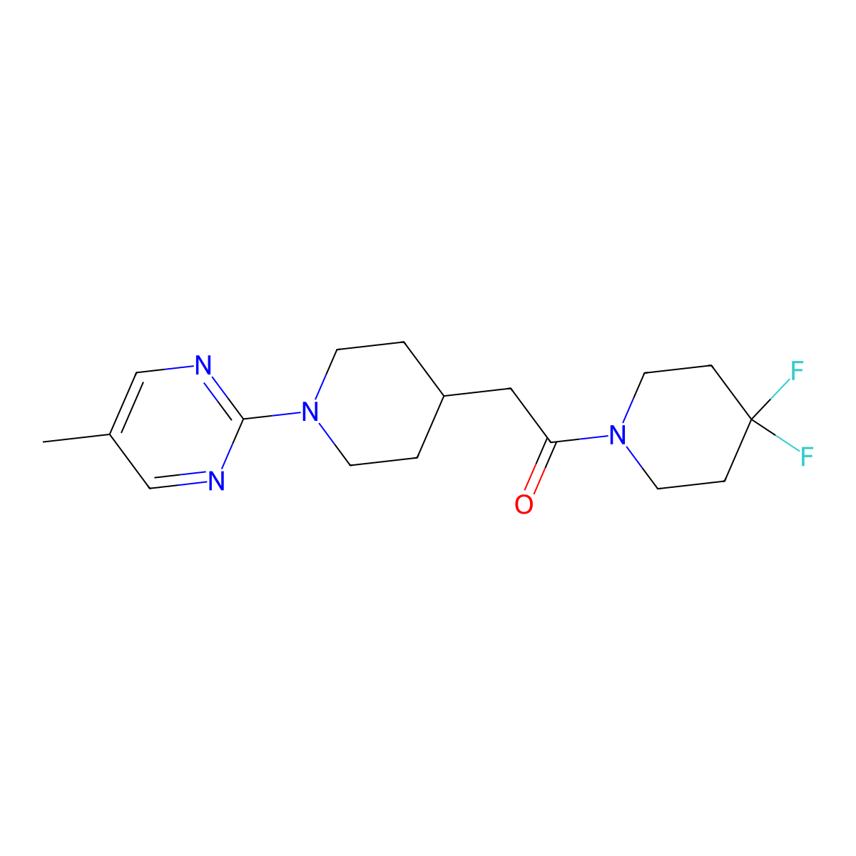 1-(4,4-Difluoropiperidin-1-yl)-2-[1-(5-methylpyrimidin-2-yl)piperidin-4-yl]ethan-1-one molecular structure, CAS 3054546-43-6