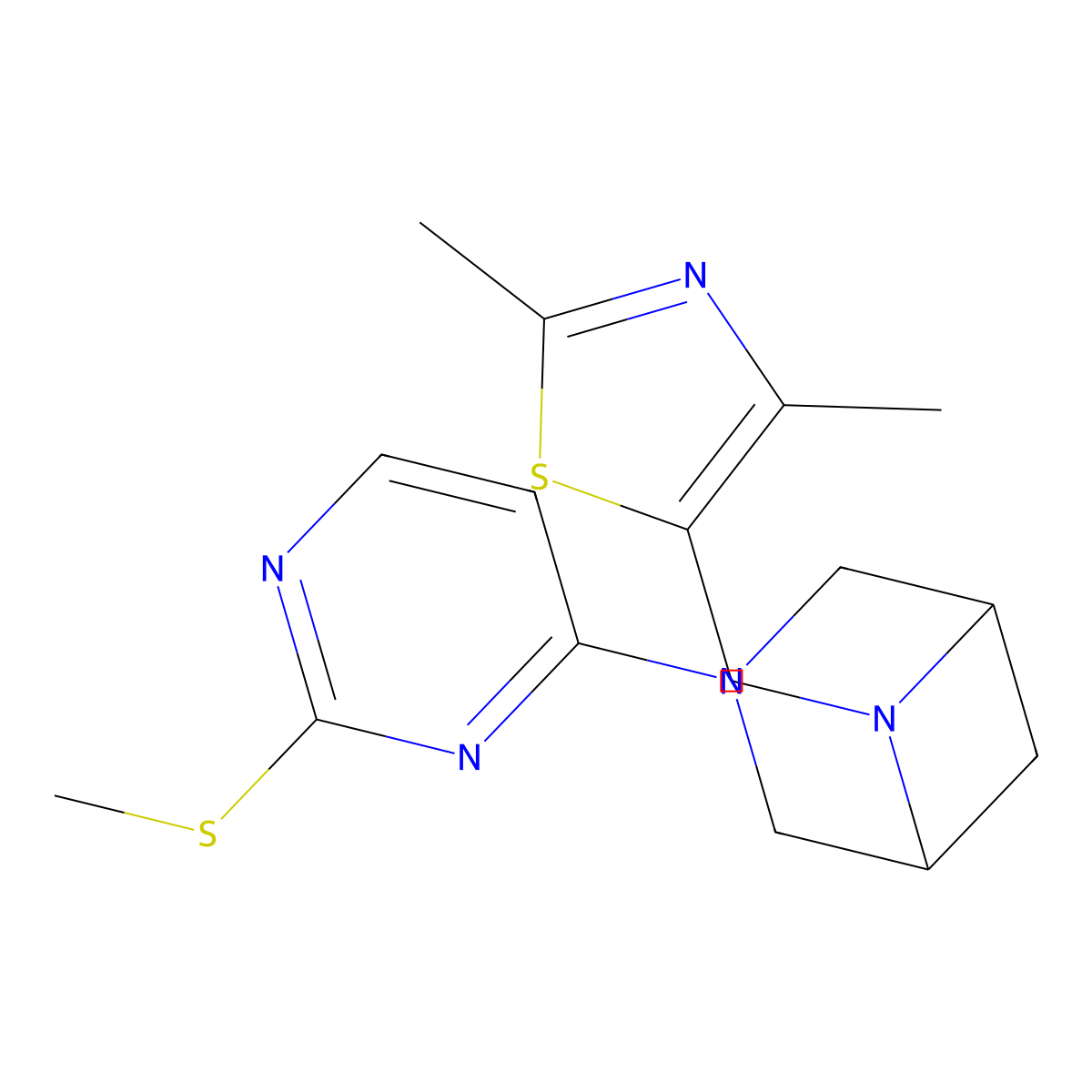 6-[(2,4-Dimethyl-1,3-thiazol-5-yl)methyl]-3-[2-(methylsulfanyl)pyrimidin-4-yl]-3,6-diazabicyclo[3.1.1]heptane molecular structure, CAS 3054546-47-0