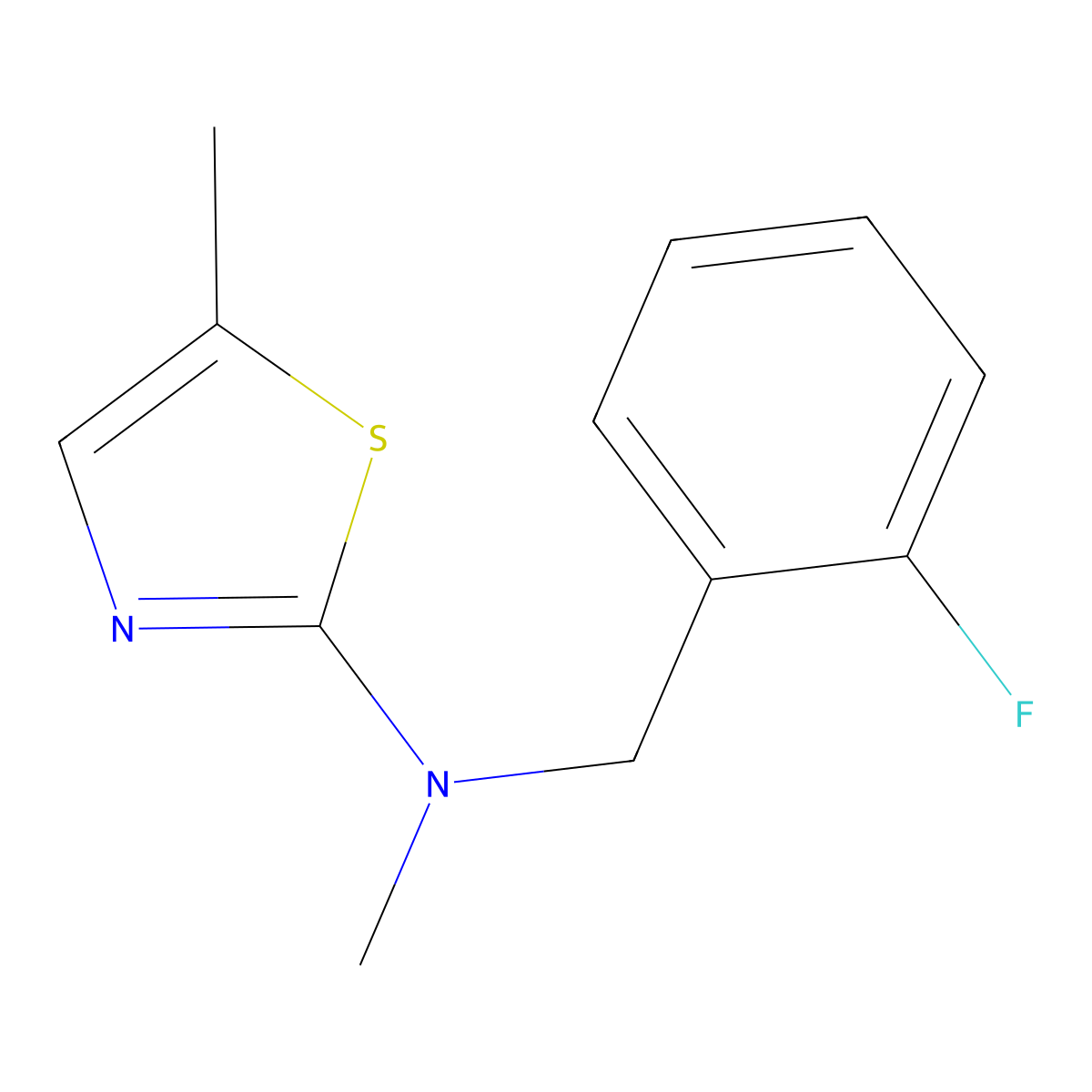 N-[(2-fluorophenyl)methyl]-N,5-dimethyl-1,3-thiazol-2-amine molecular structure, CAS 3054546-55-0