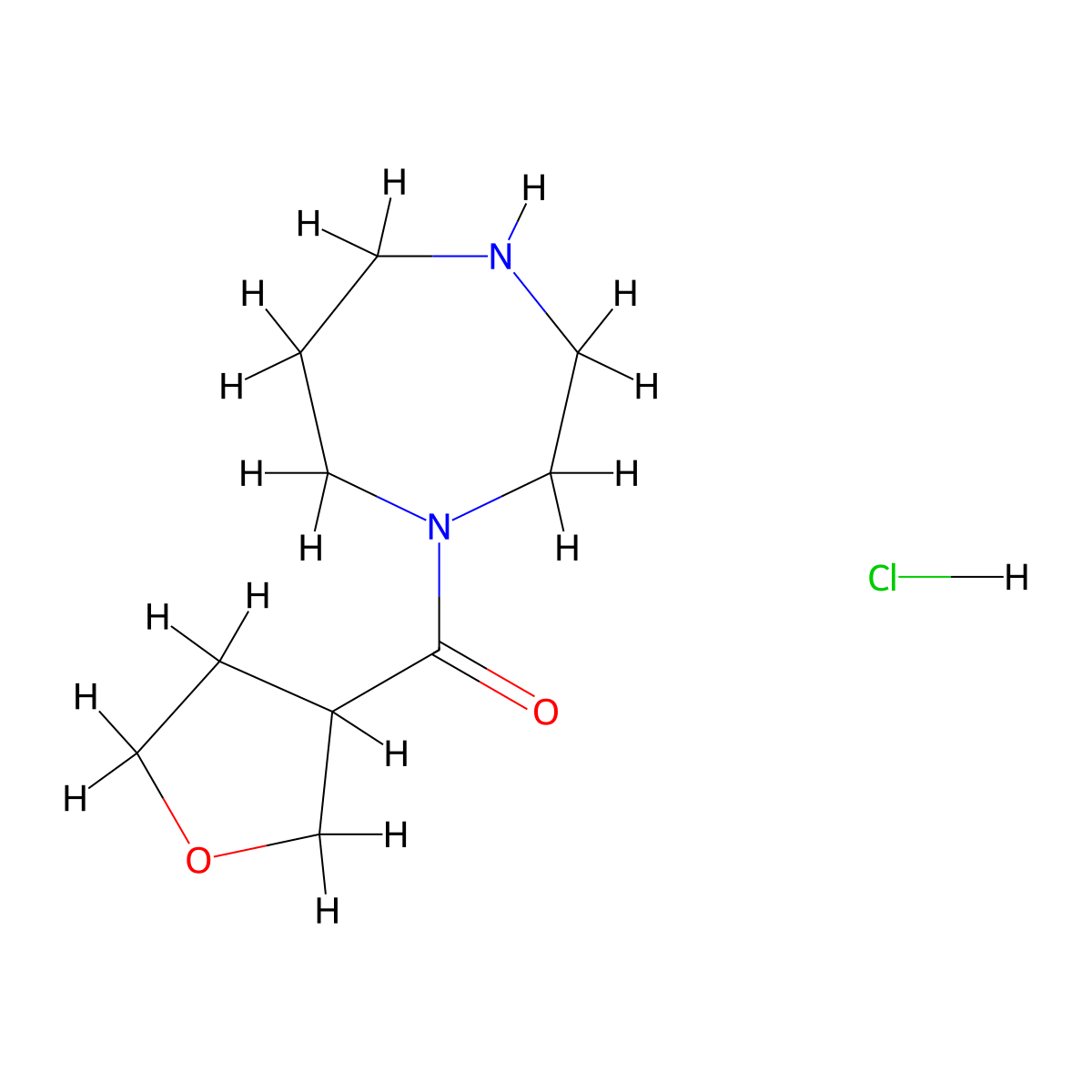 1-(Oxolane-3-carbonyl)-1,4-diazepane hydrochloride molecular structure, CAS 3054546-57-2
