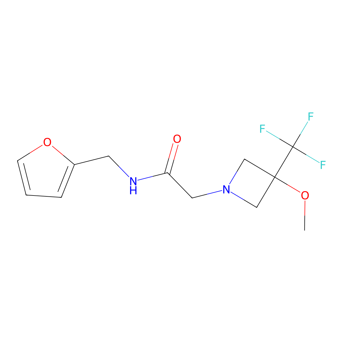 N-[(furan-2-yl)methyl]-2-[3-methoxy-3-(trifluoromethyl)azetidin-1-yl]acetamide molecular structure, CAS 3054546-65-2