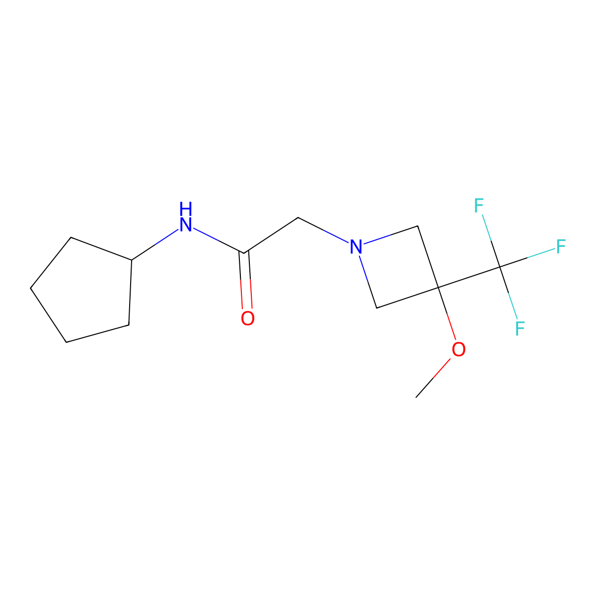 N-cyclopentyl-2-[3-methoxy-3-(trifluoromethyl)azetidin-1-yl]acetamide molecular structure, CAS 3054546-70-9