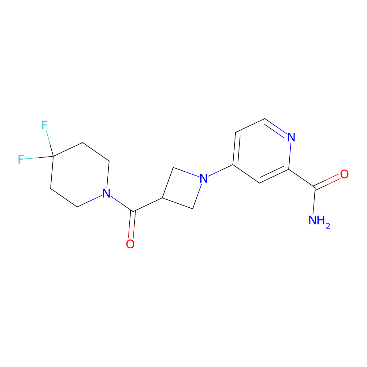 4-[3-(4,4-Difluoropiperidine-1-carbonyl)azetidin-1-yl]pyridine-2-carboxamide molecular structure, CAS 3054546-71-0