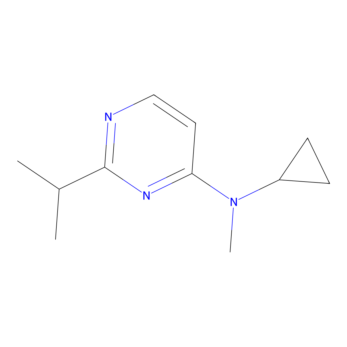 N-cyclopropyl-N-methyl-2-(propan-2-yl)pyrimidin-4-amine molecular structure, CAS 3054546-76-5