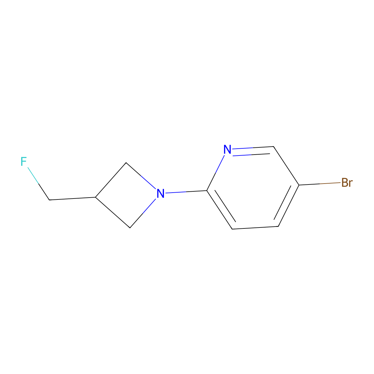 5-Bromo-2-[3-(fluoromethyl)azetidin-1-yl]pyridine molecular structure, CAS 3054546-81-2