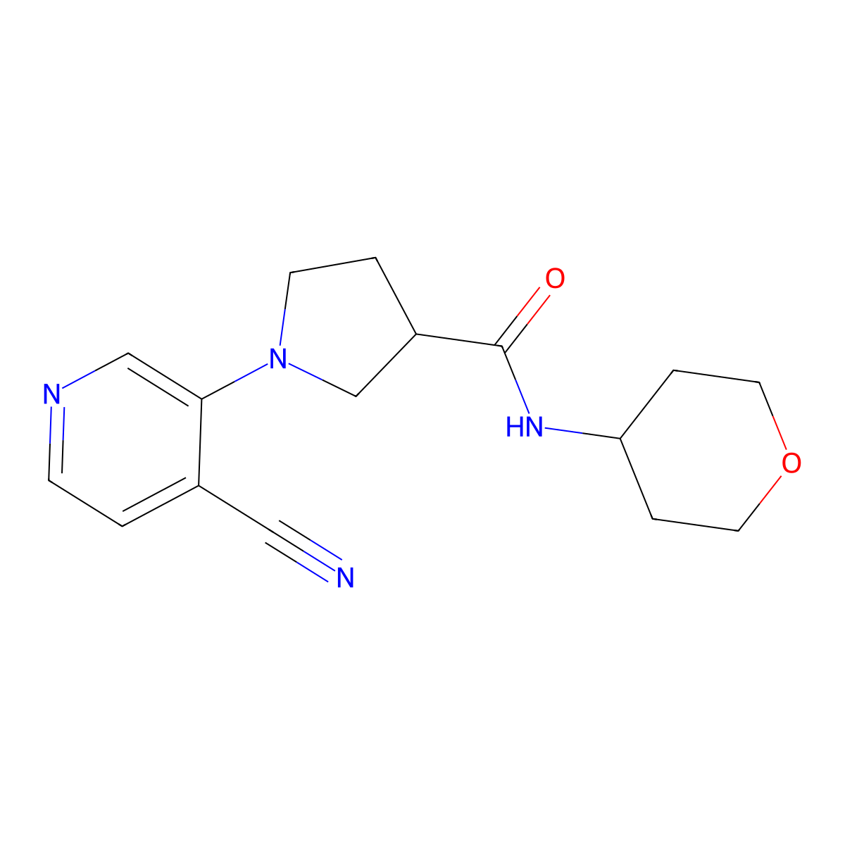 1-(4-cyanopyridin-3-yl)-N-(oxan-4-yl)pyrrolidine-3-carboxamide molecular structure, CAS 3054546-85-6