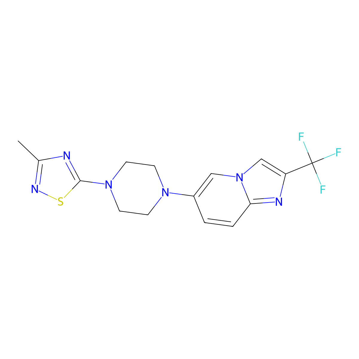1-(3-Methyl-1,2,4-thiadiazol-5-yl)-4-[2-(trifluoromethyl)imidazo[1,2-a]pyridin-6-yl]piperazine molecular structure, CAS 3054546-89-0