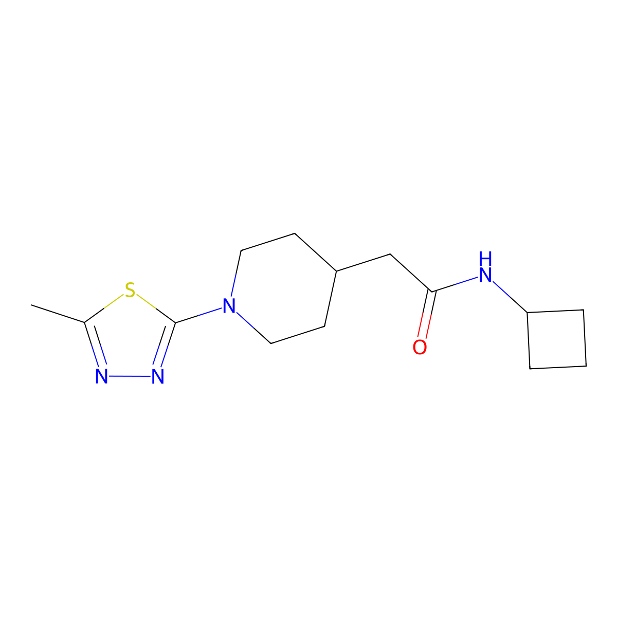 N-cyclobutyl-2-[1-(5-methyl-1,3,4-thiadiazol-2-yl)piperidin-4-yl]acetamide molecular structure, CAS 3054546-90-3