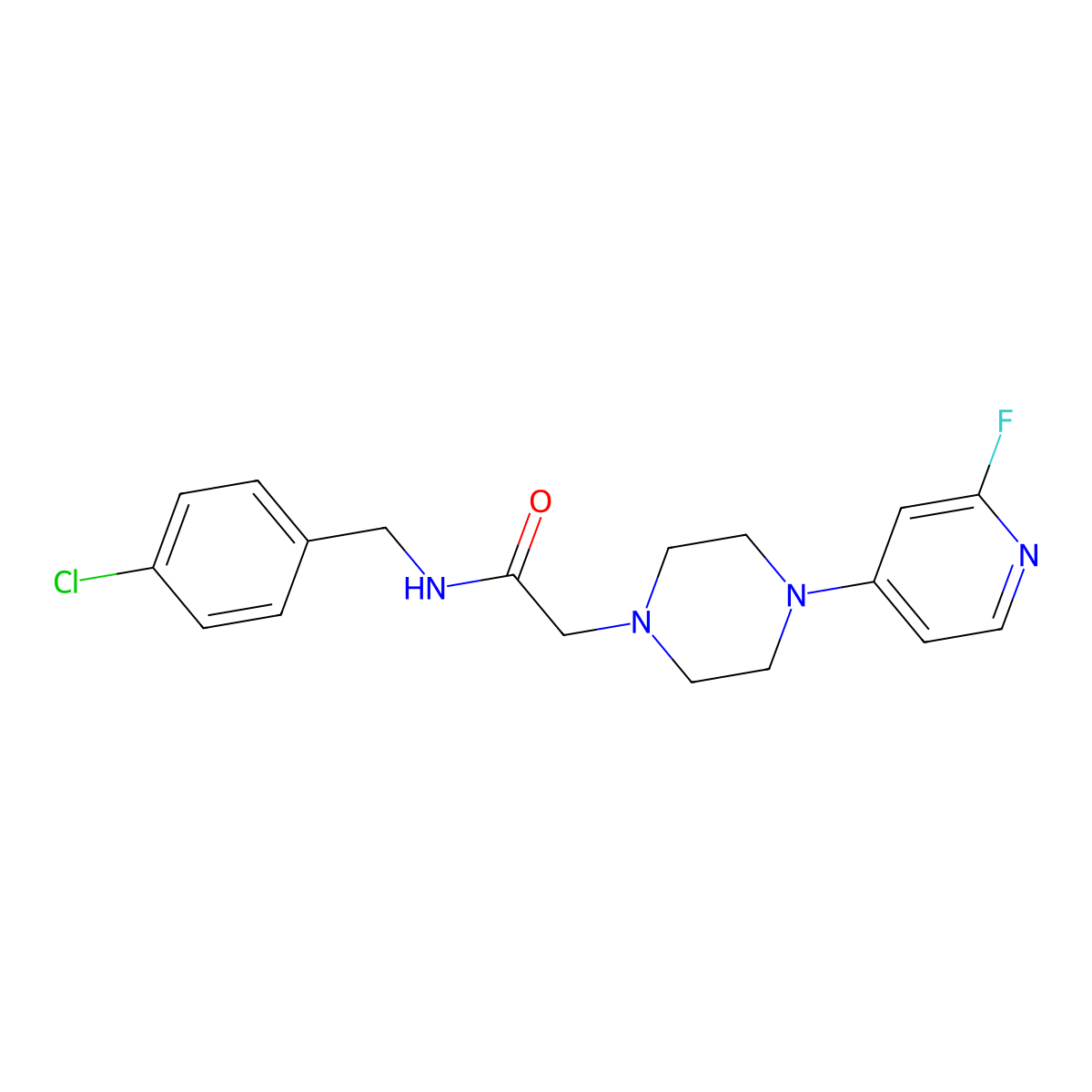 N-[(4-chlorophenyl)methyl]-2-[4-(2-fluoropyridin-4-yl)piperazin-1-yl]acetamide molecular structure, CAS 3054546-96-9
