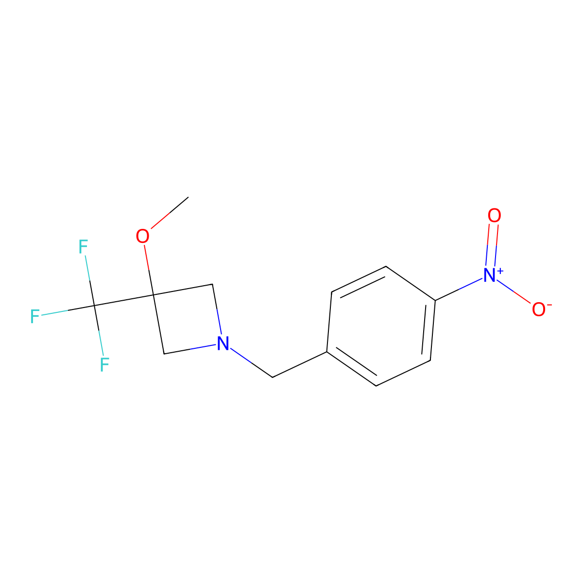 3-Methoxy-1-[(4-nitrophenyl)methyl]-3-(trifluoromethyl)azetidine molecular structure, CAS 3054546-97-0