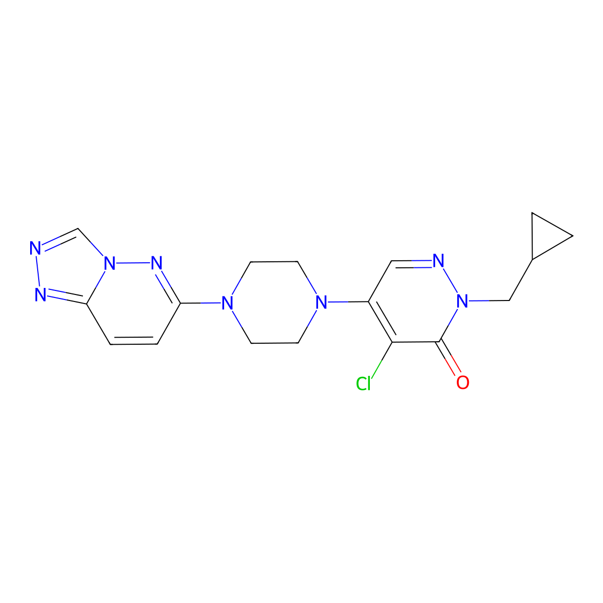 4-Chloro-2-(cyclopropylmethyl)-5-(4-{[1,2,4]triazolo[4,3-b]pyridazin-6-yl}piperazin-1-yl)-2,3-dihydropyridazin-3-one molecular structure, CAS 3054547-04-2