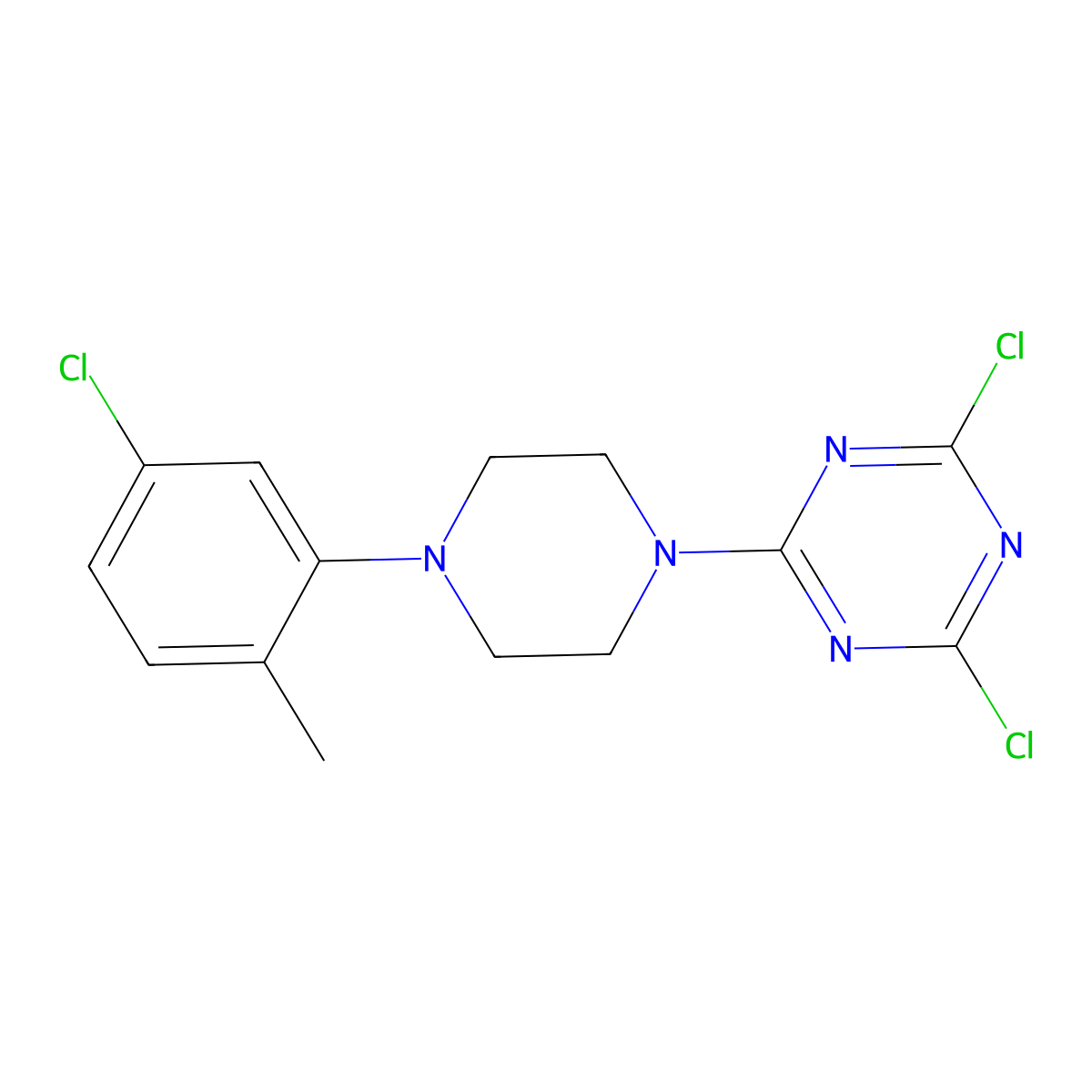 2,4-Dichloro-6-[4-(5-chloro-2-methylphenyl)piperazin-1-yl]-1,3,5-triazine molecular structure, CAS 3054547-11-1