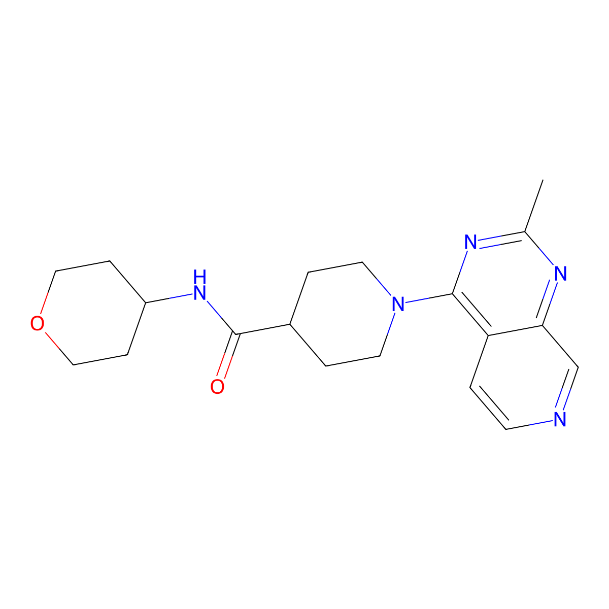 1-(2-methylpyrido[3,4-d]pyrimidin-4-yl)-N-(oxan-4-yl)piperidine-4-carboxamide molecular structure, CAS 3054547-13-3