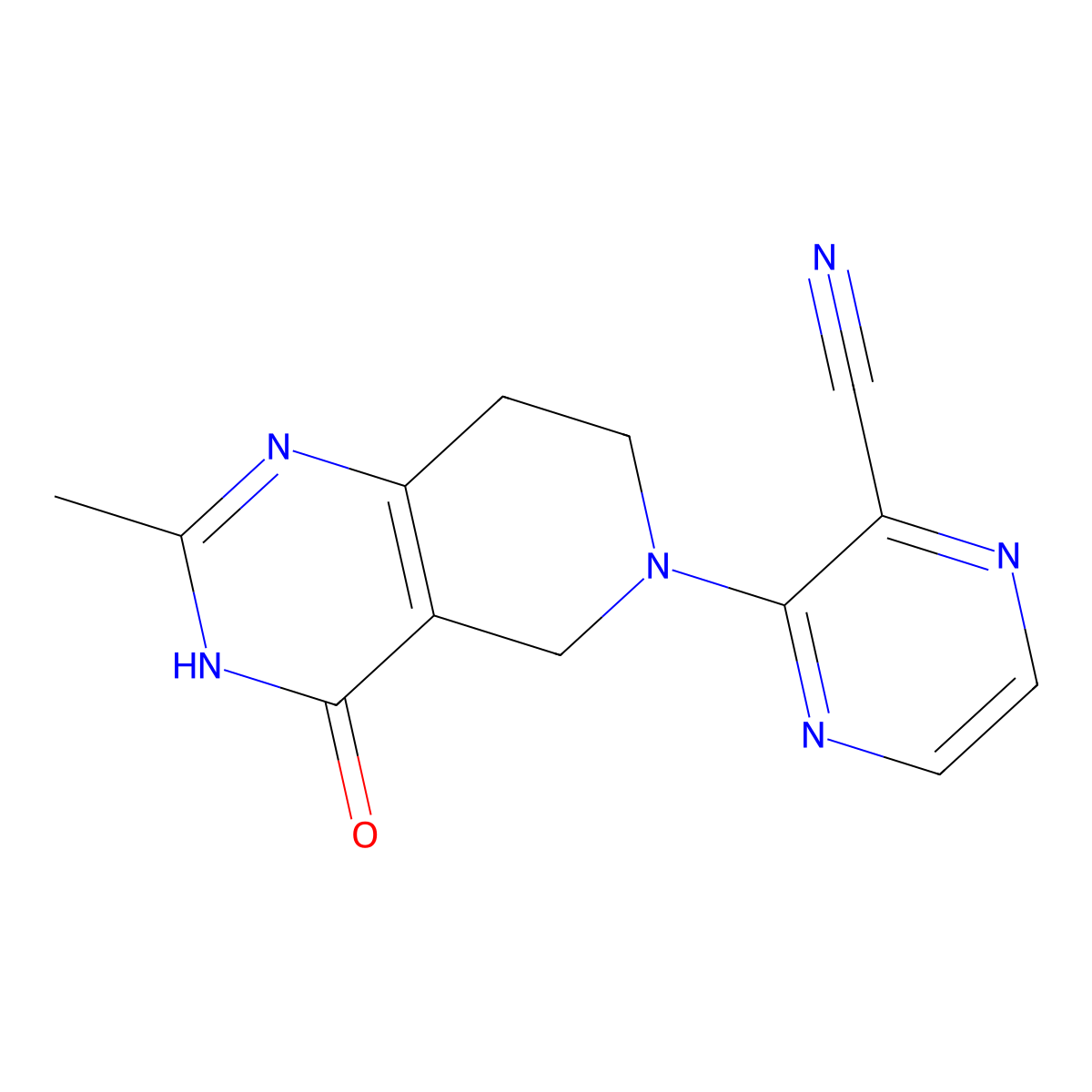3-{2-methyl-4-oxo-3H,4H,5H,6H,7H,8H-pyrido[4,3-d]pyrimidin-6-yl}pyrazine-2-carbonitrile molecular structure, CAS 3054547-15-5