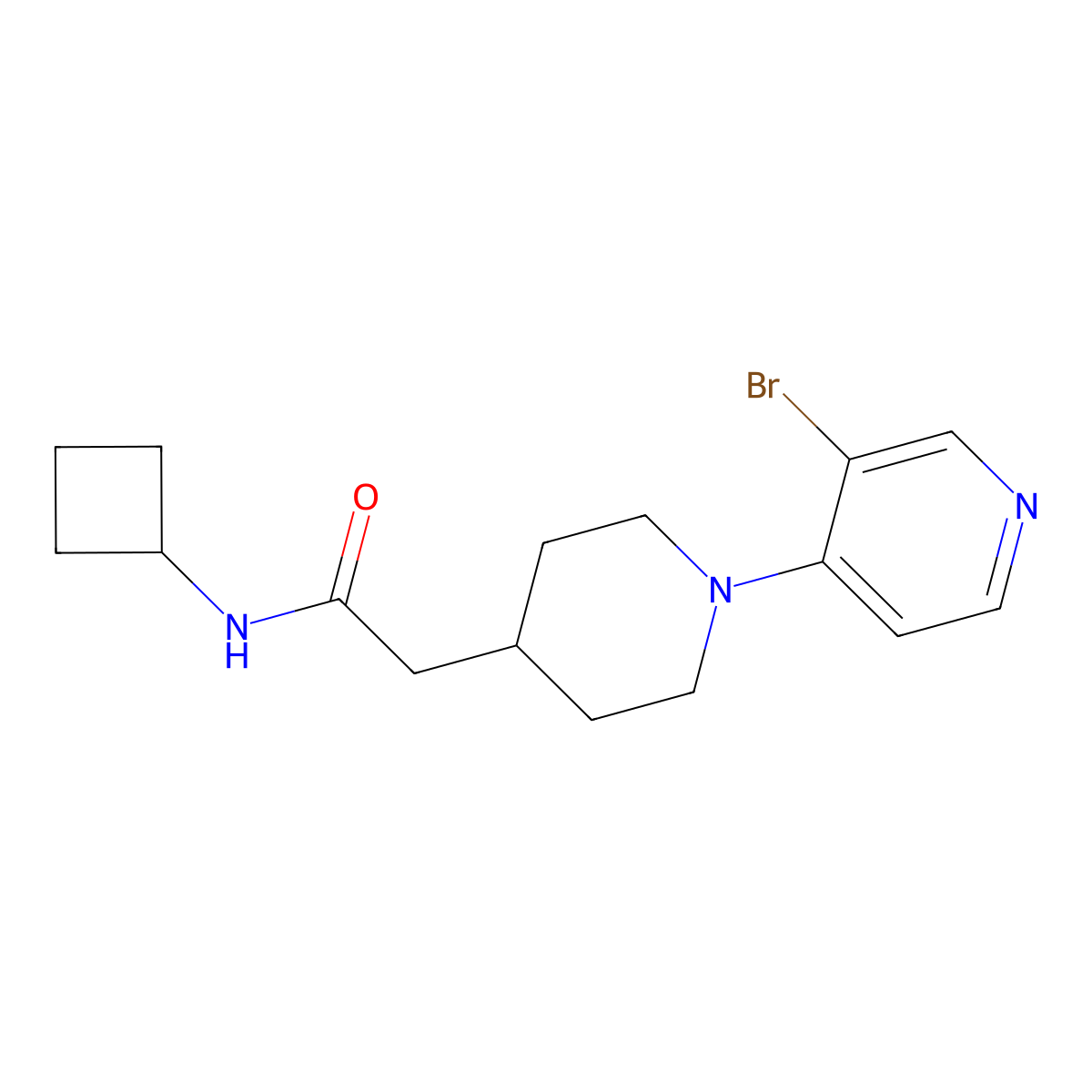 2-[1-(3-bromopyridin-4-yl)piperidin-4-yl]-N-cyclobutylacetamide molecular structure, CAS 3054547-16-6