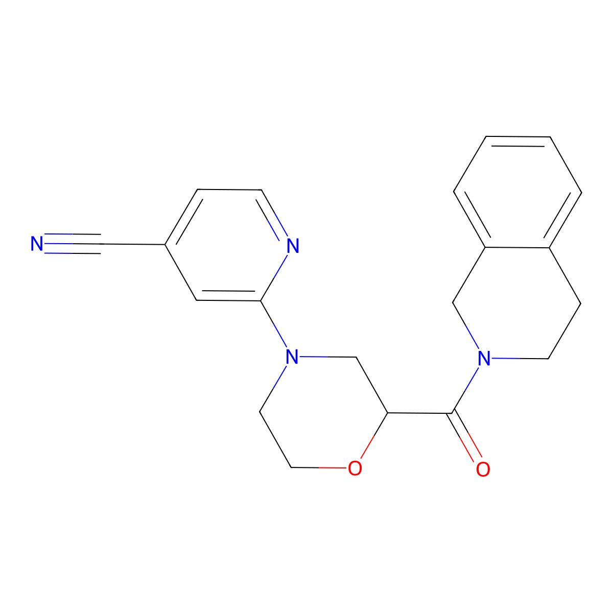 2-[2-(1,2,3,4-Tetrahydroisoquinoline-2-carbonyl)morpholin-4-yl]pyridine-4-carbonitrile molecular structure, CAS 3054547-20-2