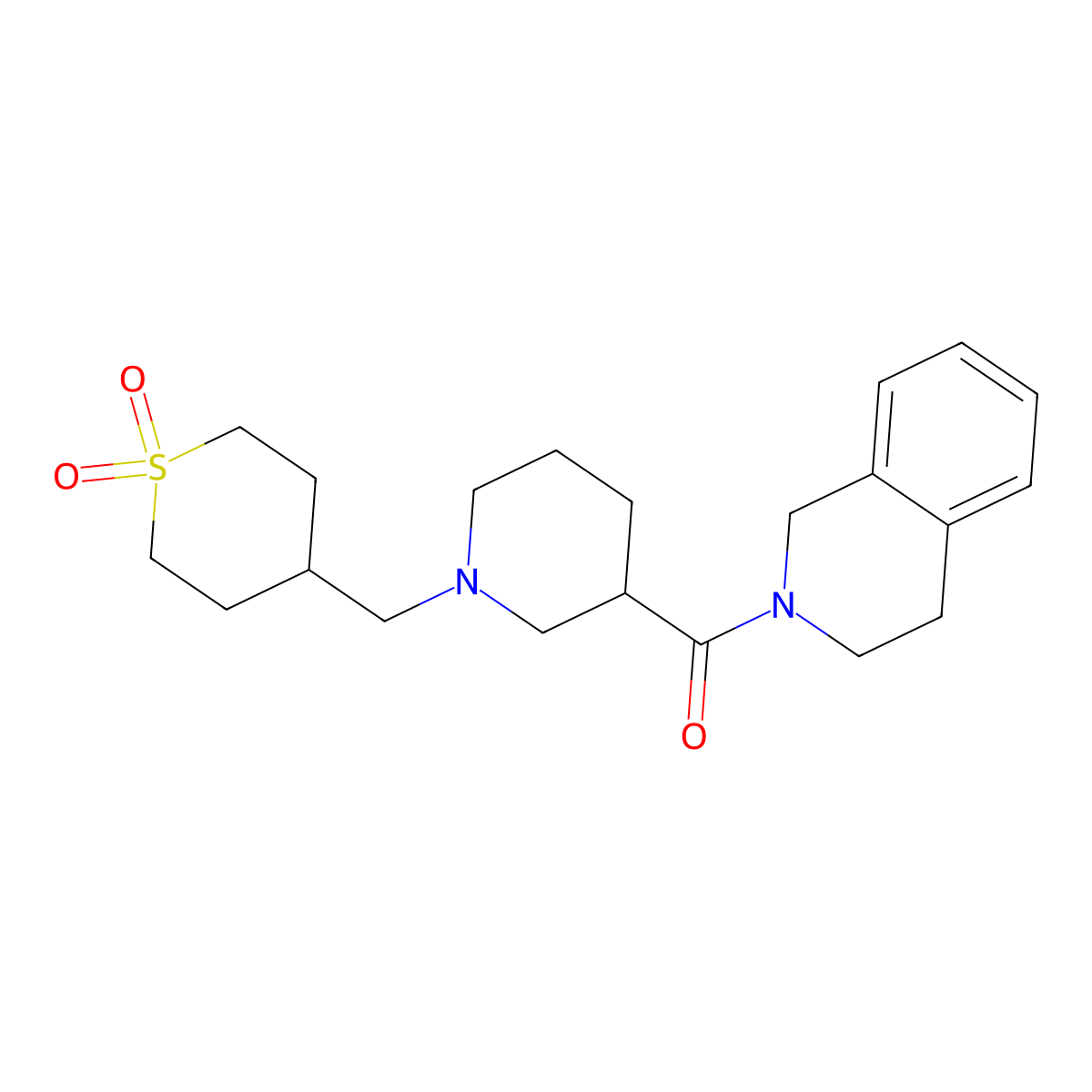 4-{[3-(1,2,3,4-Tetrahydroisoquinoline-2-carbonyl)piperidin-1-yl]methyl}-1lambda-thiane-1,1-dione molecular structure, CAS 3054547-21-3