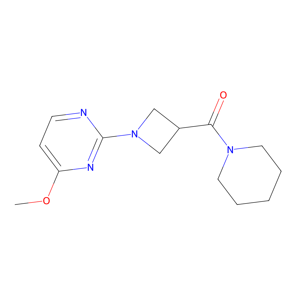 4-Methoxy-2-[3-(piperidine-1-carbonyl)azetidin-1-yl]pyrimidine molecular structure, CAS 3054547-22-4