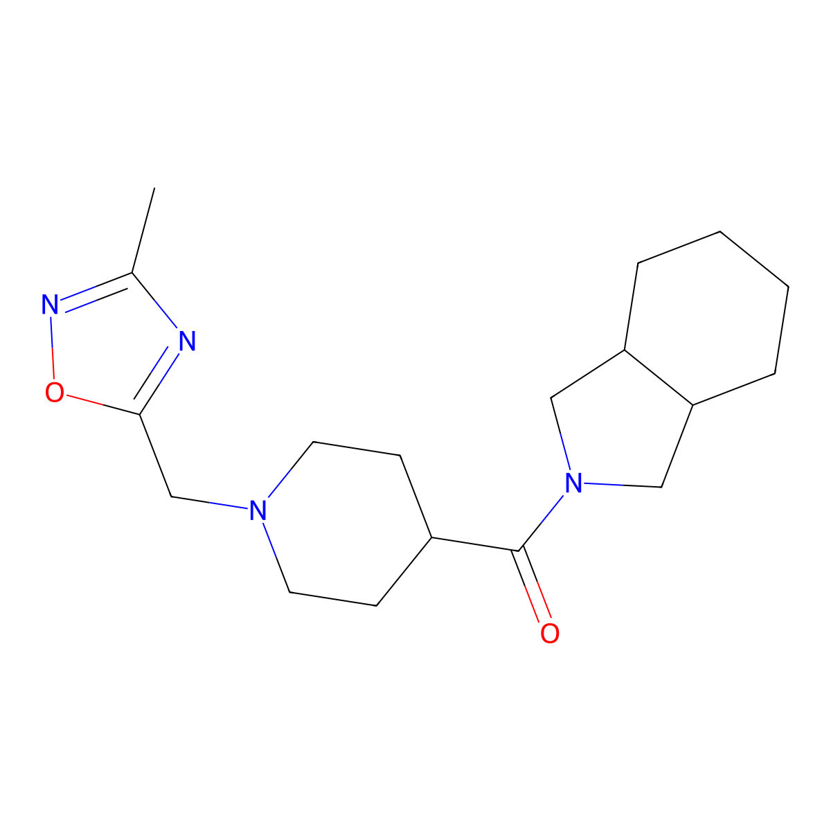 2-{1-[(3-methyl-1,2,4-oxadiazol-5-yl)methyl]piperidine-4-carbonyl}-octahydro-1H-isoindole molecular structure, CAS 3054547-28-0