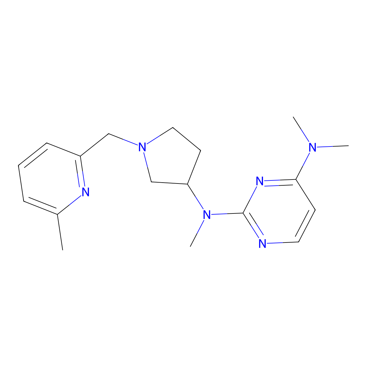 N2,N4,N4-trimethyl-N2-{1-[(6-methylpyridin-2-yl)methyl]pyrrolidin-3-yl}pyrimidine-2,4-diamine molecular structure, CAS 3054547-33-7