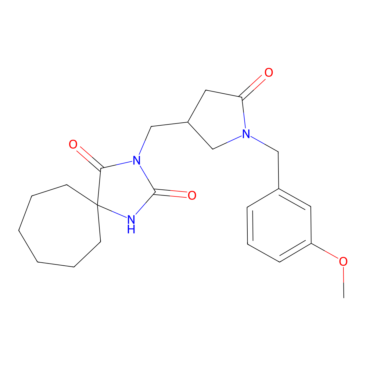 3-({1-[(3-Methoxyphenyl)methyl]-5-oxopyrrolidin-3-yl}methyl)-1,3-diazaspiro[4.6]undecane-2,4-dione molecular structure, CAS 3054547-37-1