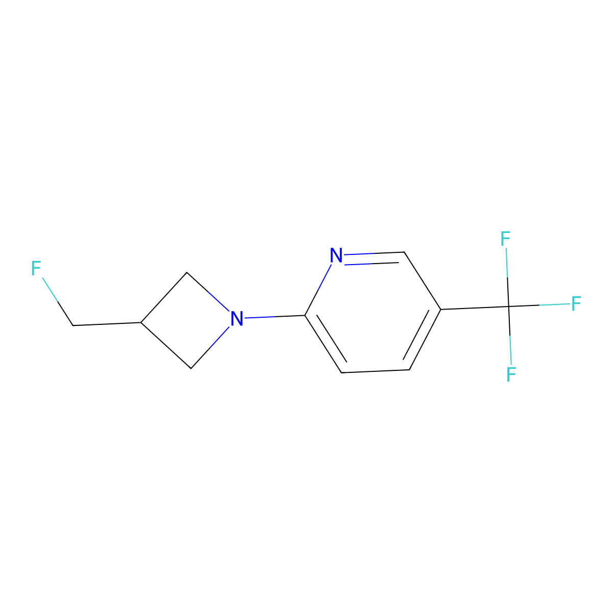 2-[3-(Fluoromethyl)azetidin-1-yl]-5-(trifluoromethyl)pyridine molecular structure, CAS 3054547-39-3