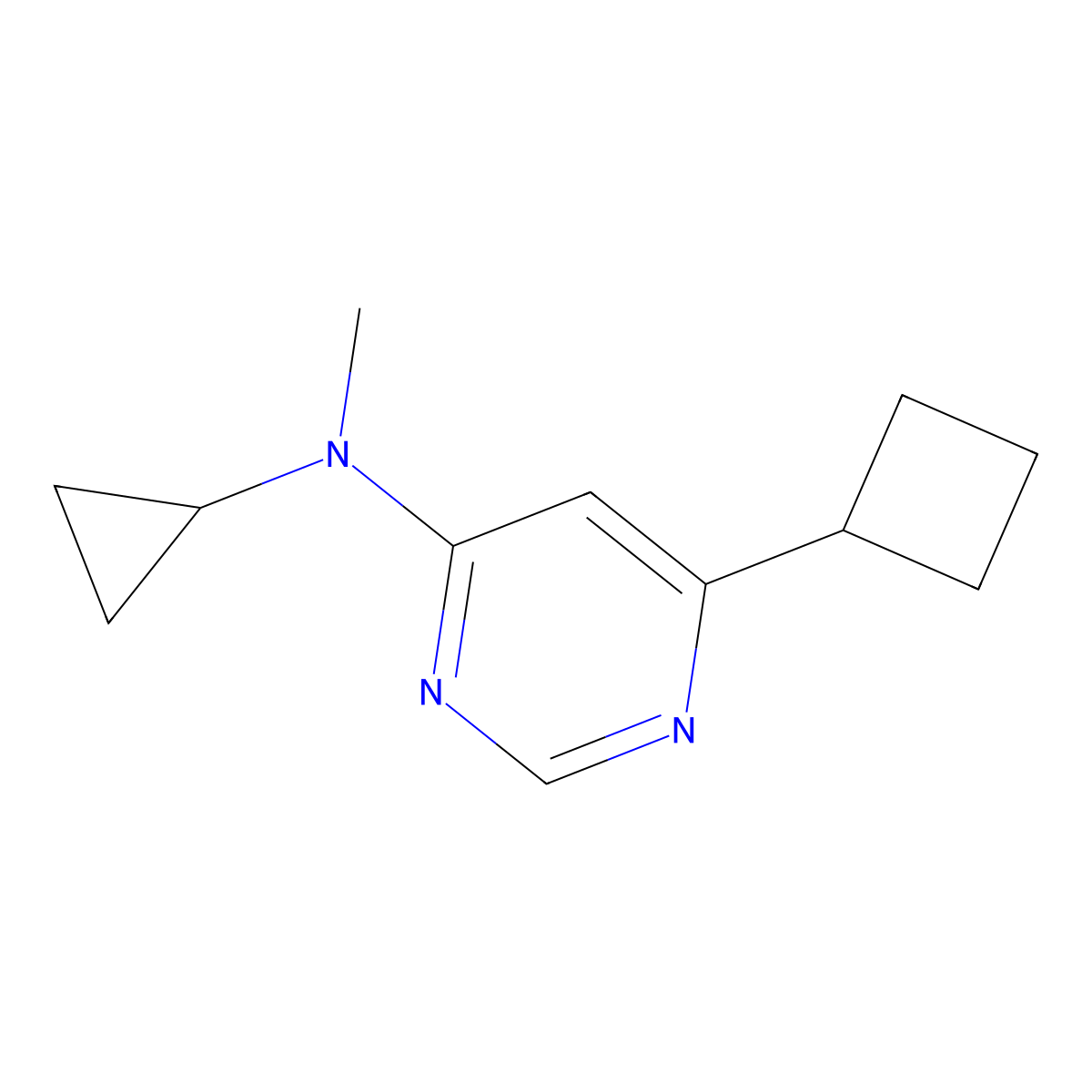 6-cyclobutyl-N-cyclopropyl-N-methylpyrimidin-4-amine molecular structure, CAS 3054547-40-6
