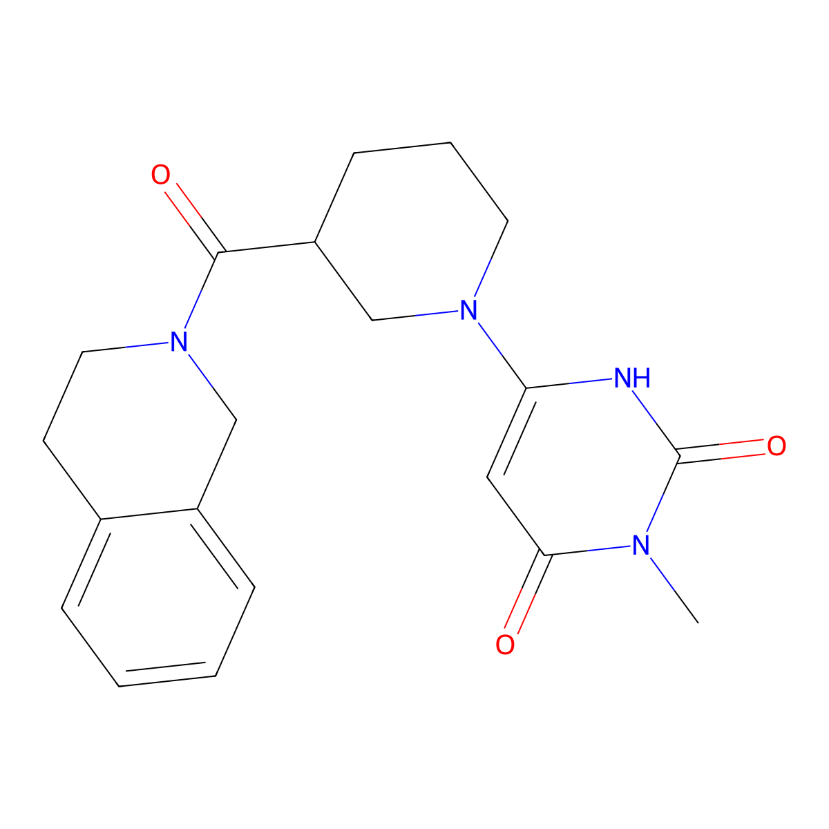 3-Methyl-6-[3-(1,2,3,4-tetrahydroisoquinoline-2-carbonyl)piperidin-1-yl]-1,2,3,4-tetrahydropyrimidine-2,4-dione molecular structure, CAS 3054547-42-8
