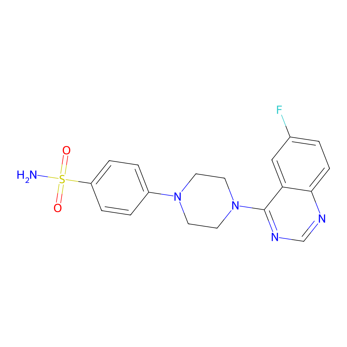 4-[4-(6-Fluoroquinazolin-4-yl)piperazin-1-yl]benzene-1-sulfonamide molecular structure, CAS 3054547-43-9