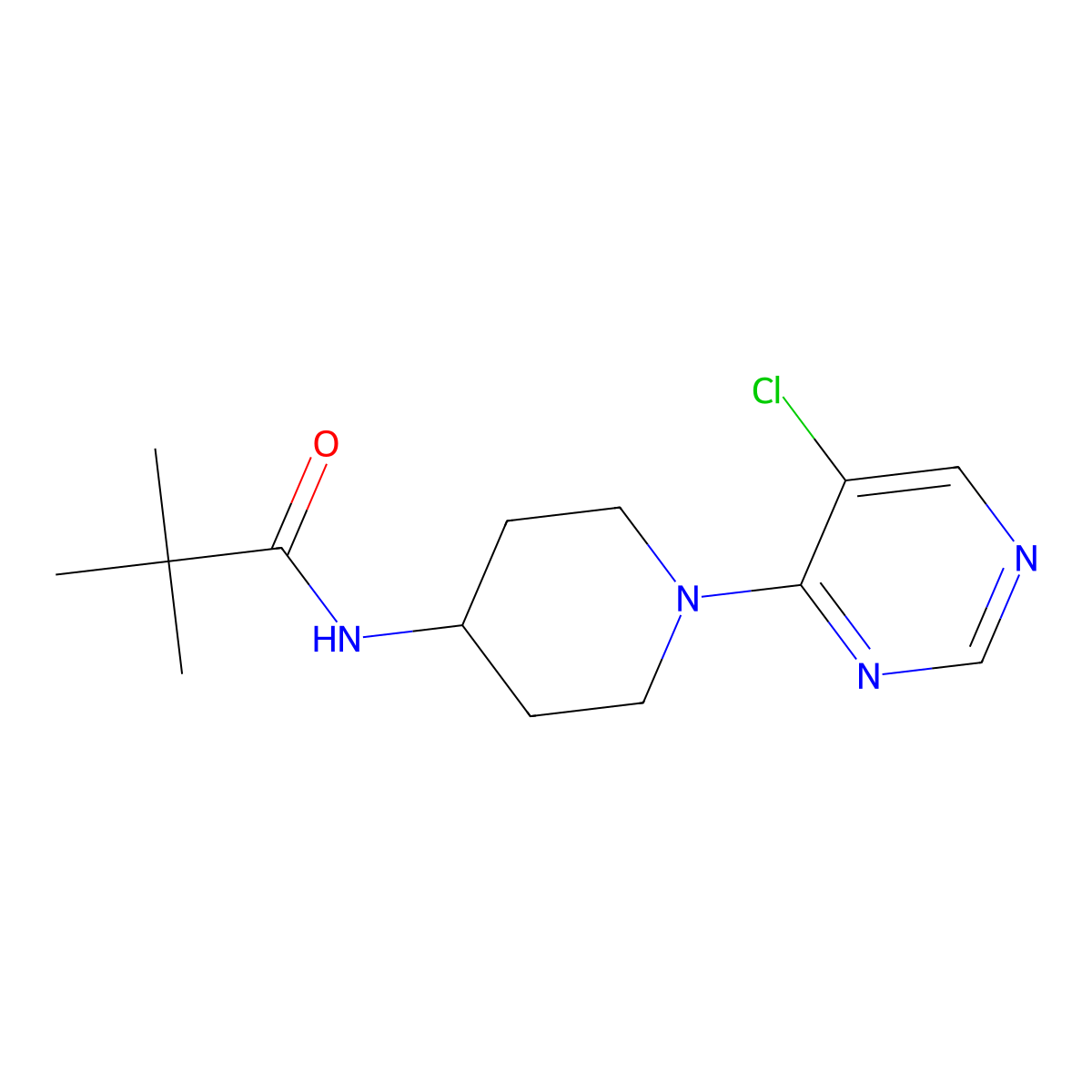 N-[1-(5-chloropyrimidin-4-yl)piperidin-4-yl]-2,2-dimethylpropanamide molecular structure, CAS 3054547-45-1