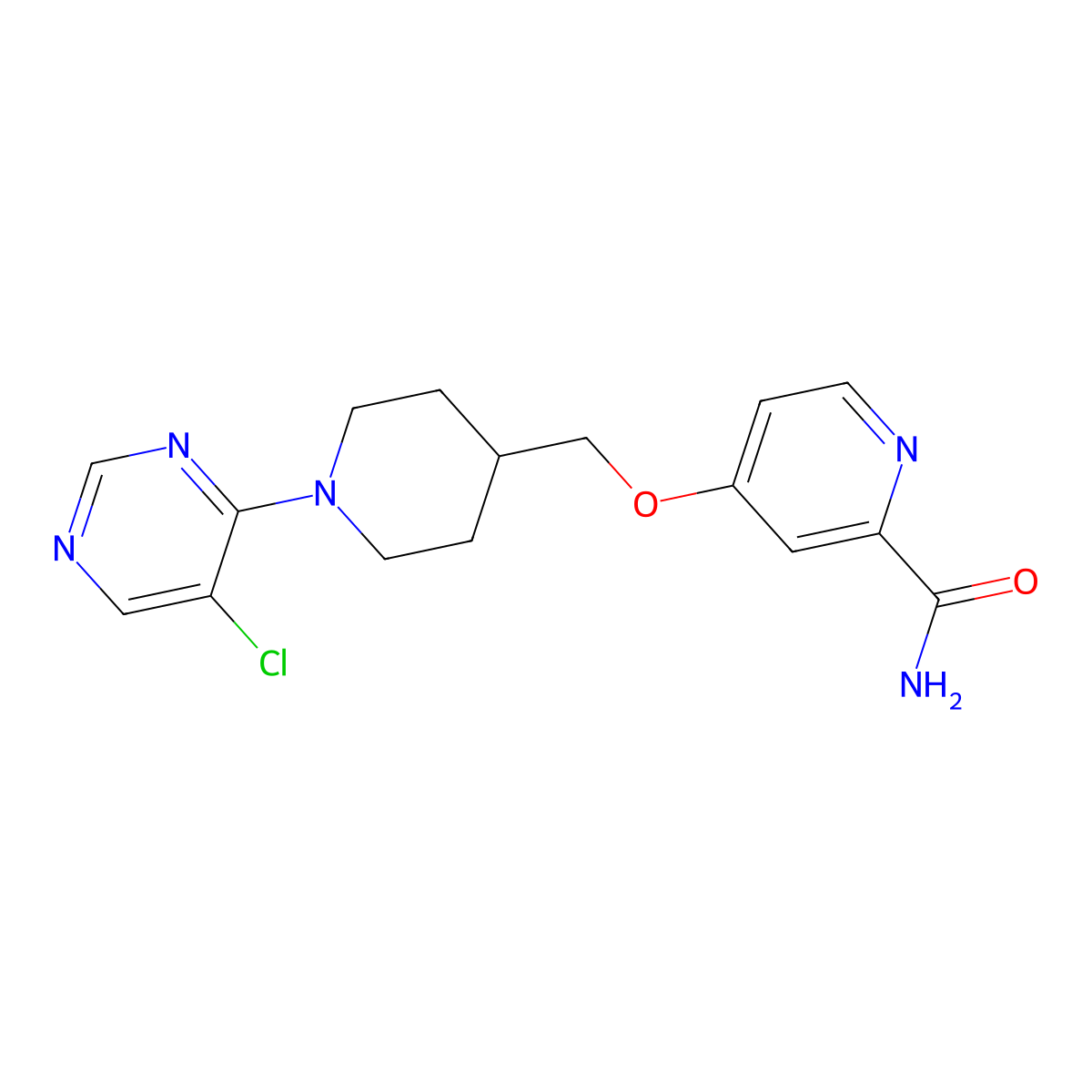 4-{[1-(5-Chloropyrimidin-4-yl)piperidin-4-yl]methoxy}pyridine-2-carboxamide molecular structure, CAS 3054547-46-2