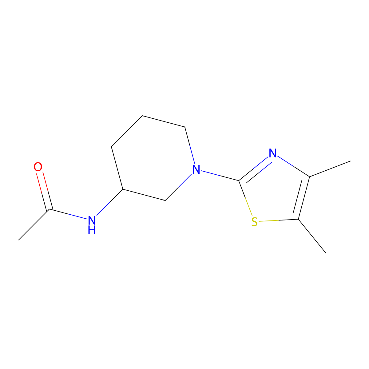N-[1-(4,5-dimethyl-1,3-thiazol-2-yl)piperidin-3-yl]acetamide molecular structure, CAS 3054547-51-9