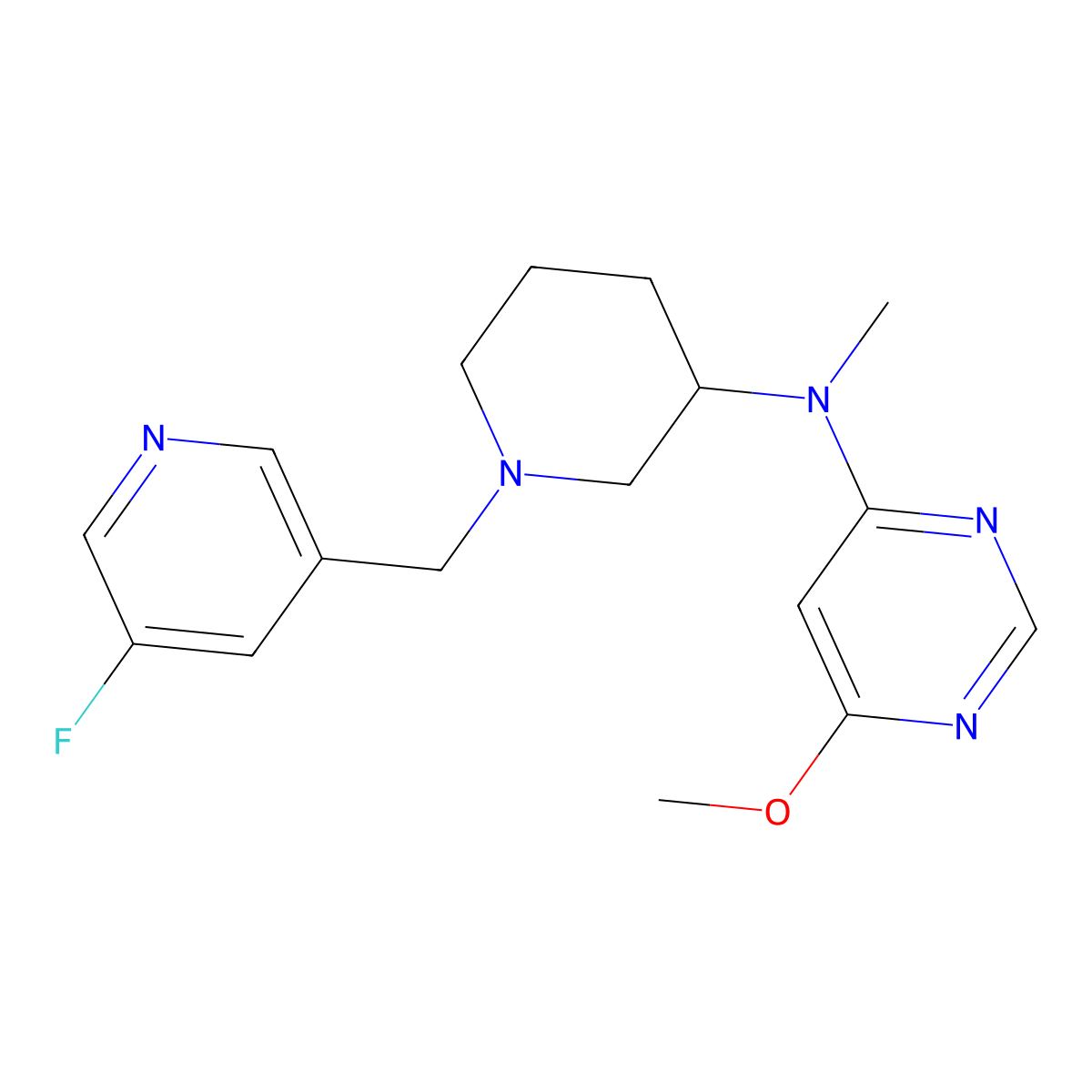 N-{1-[(5-fluoropyridin-3-yl)methyl]piperidin-3-yl}-6-methoxy-N-methylpyrimidin-4-amine molecular structure, CAS 3054547-52-0